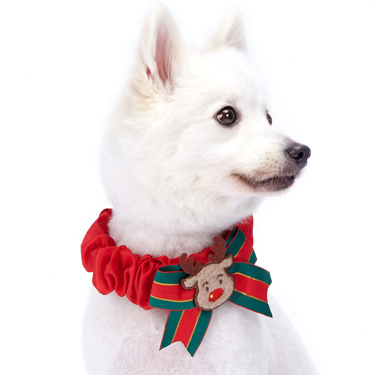 Blueberry Pet Festival Fever Christmas Reindeer Dog Collar Cover For Small, Medium, Large Collars, Holiday Decorative Accessory 