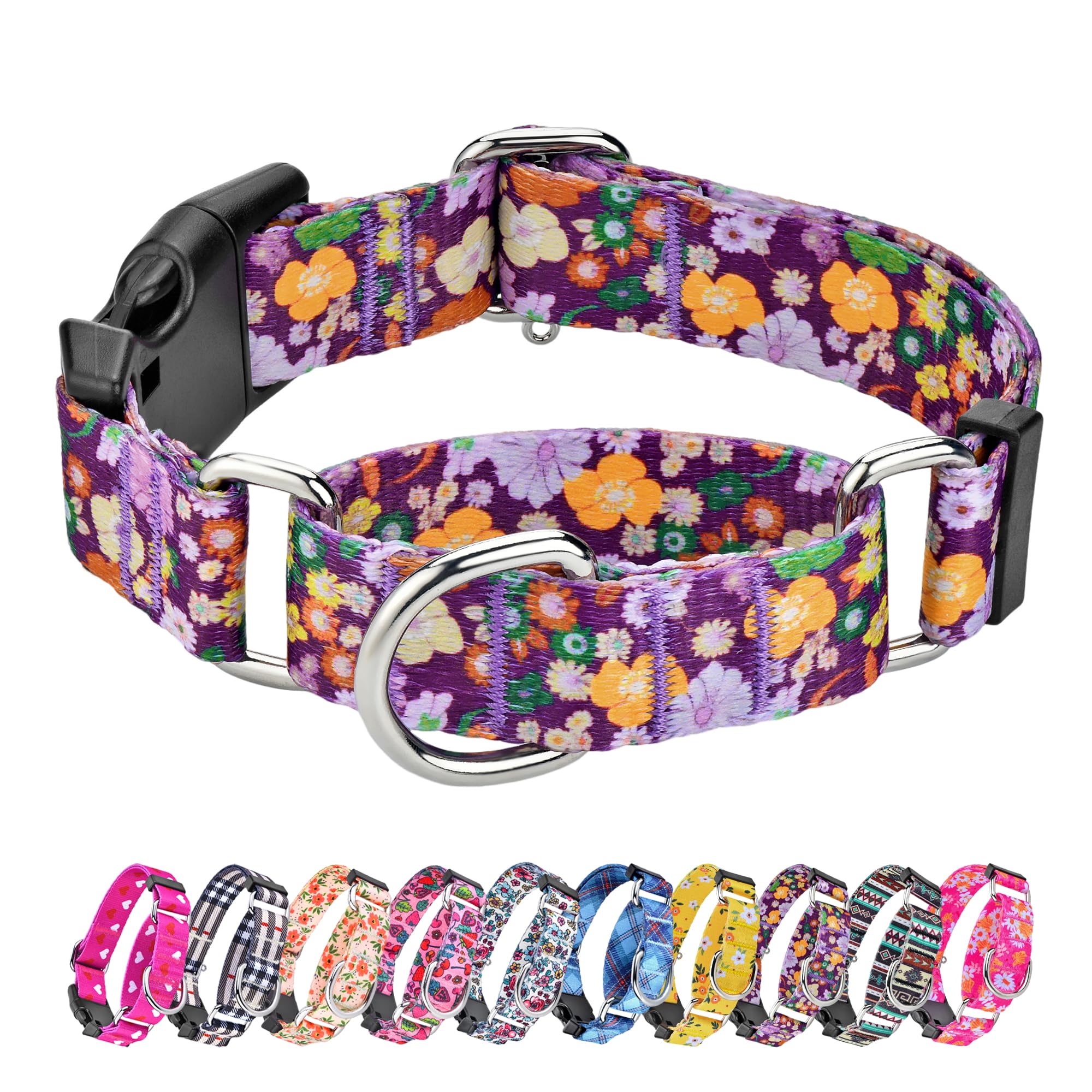Hikiko Martingale Collar For Dogs Cute Floral Dog Collar For Small Medium Large Dogs Special Design Fancy Dog Collars For Girl B