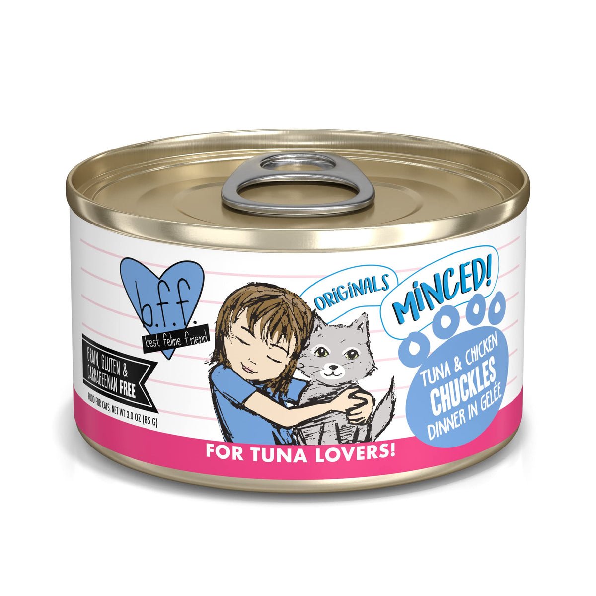 Best Feline Friend (B.F.F.) Grain-Free Cat Food By Weruva, Tuna & Chicken Chuckles, 3-Ounce Can (Pack Of 24)