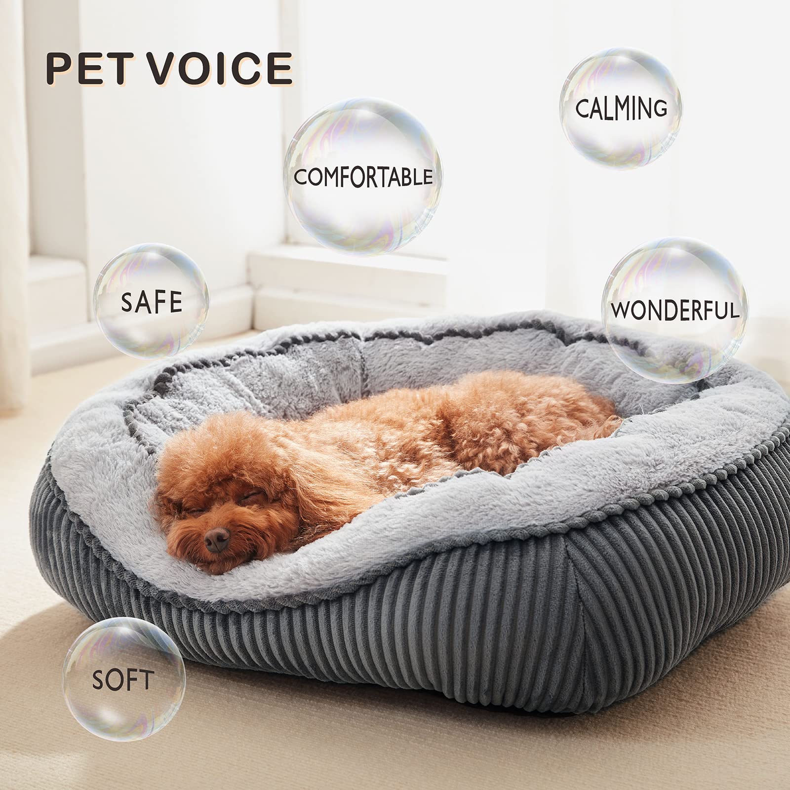 Siwa Mary Dog Beds For Small Medium Large Dogs & Cats. Durable Washable Pet Bed, Orthopedic Dog Sofa Bed, Luxury Wide Side Fancy Design, Soft Calming Sleeping Warming Puppy Bed, Anti-Slip Bottom