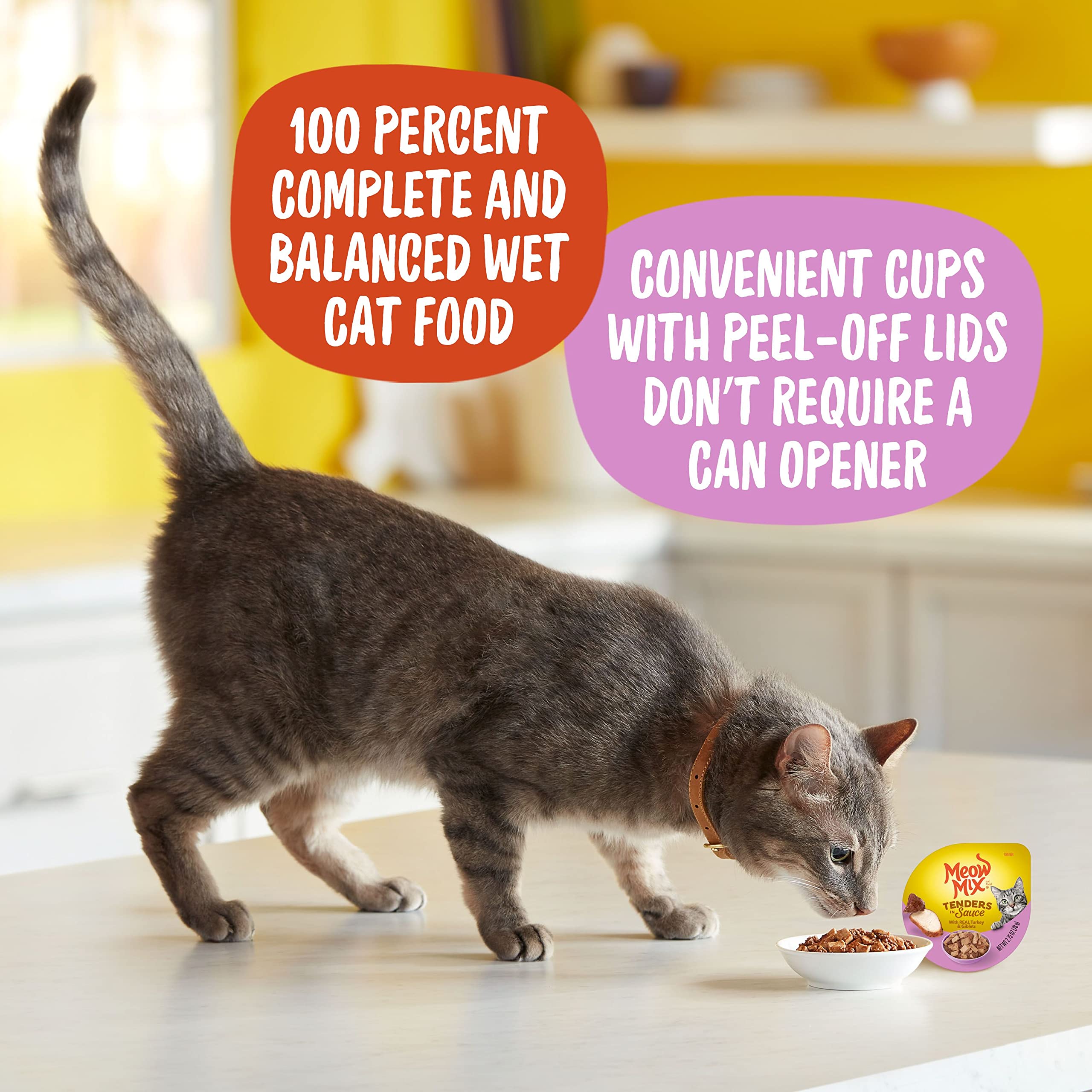 Meow Mix Tenders in Sauce Wet Cat Food, Turkey & Giblets, 2.75 Ounce Cup (Pack of 12)