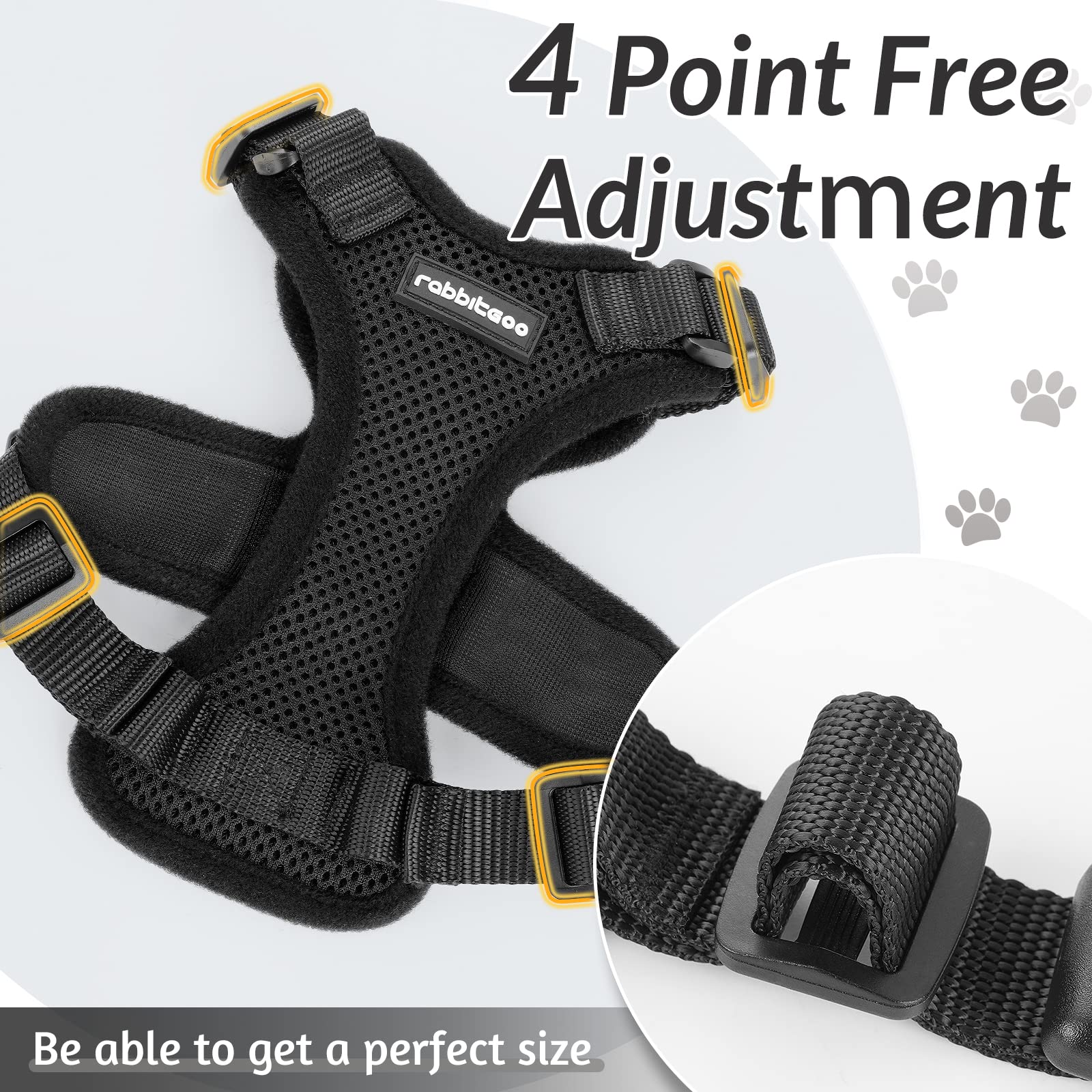 Rabbitgoo Cat Harness And Leash For Walking, Escape Proof Soft Adjustable Vest Harnesses For Cats, Easy Control Breathable Reflective Strips Jacket, Black, Xxs