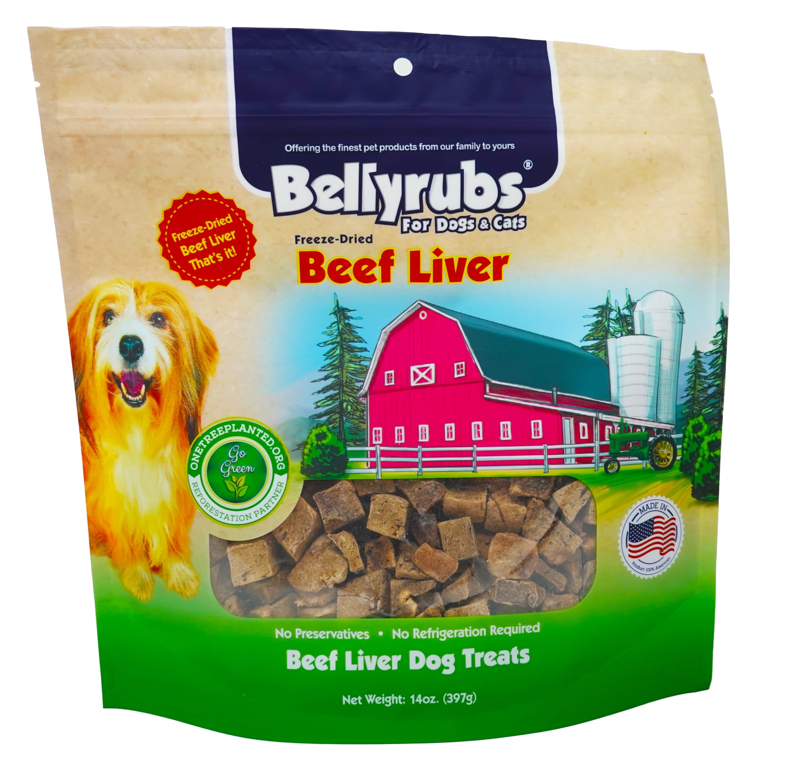 Bellyrubs Freeze-Dried Beef Liver Treats for Small to Large Dogs 14oz | 100% Real Beef Liver Chews | All-Natural Gluten & Grain 