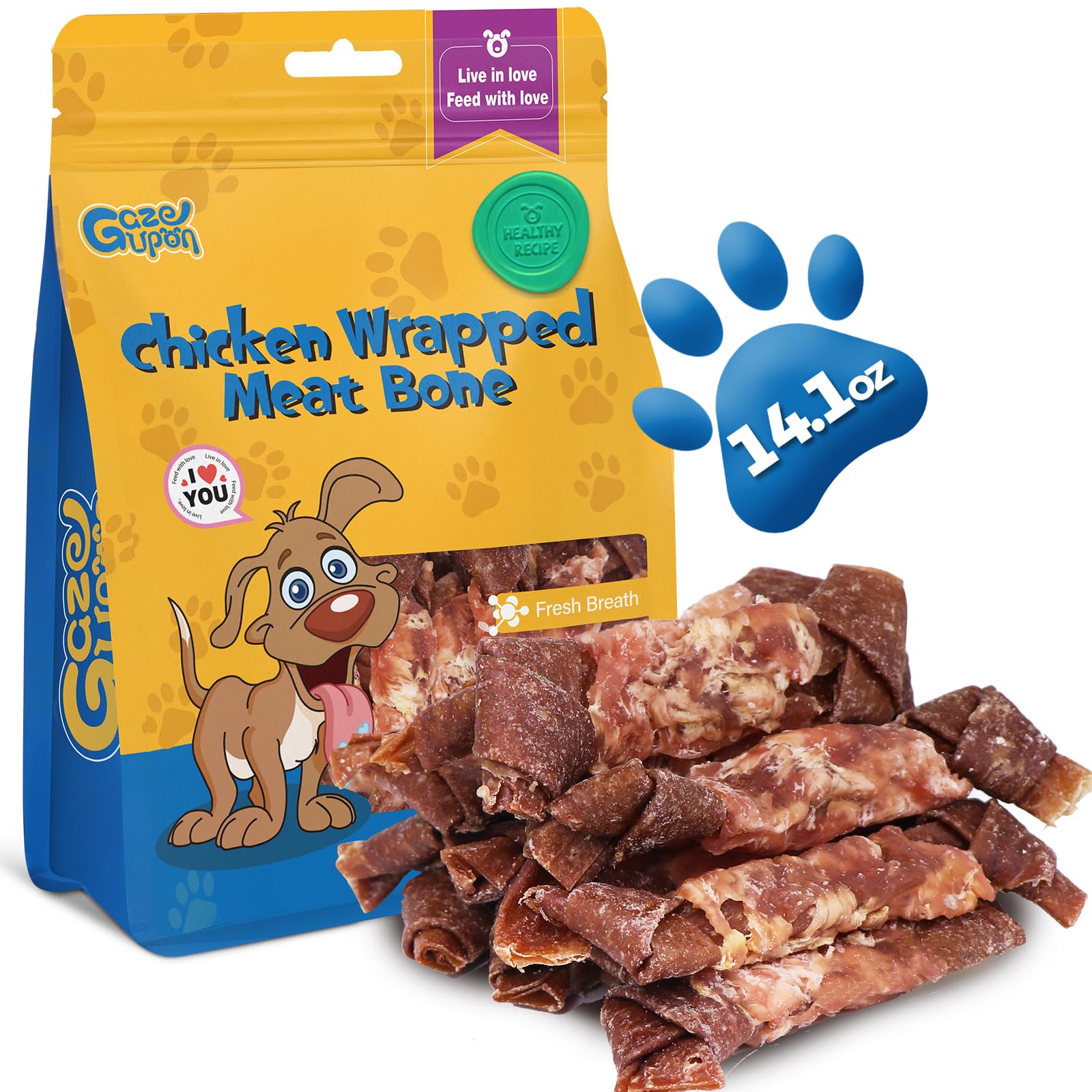 gazeupon Dog Treats, Made with Real Chicken and Beef Meat, Healthy Dog Chew w/Glucosamine Chondroitin, High Protein, Rawhide Fre
