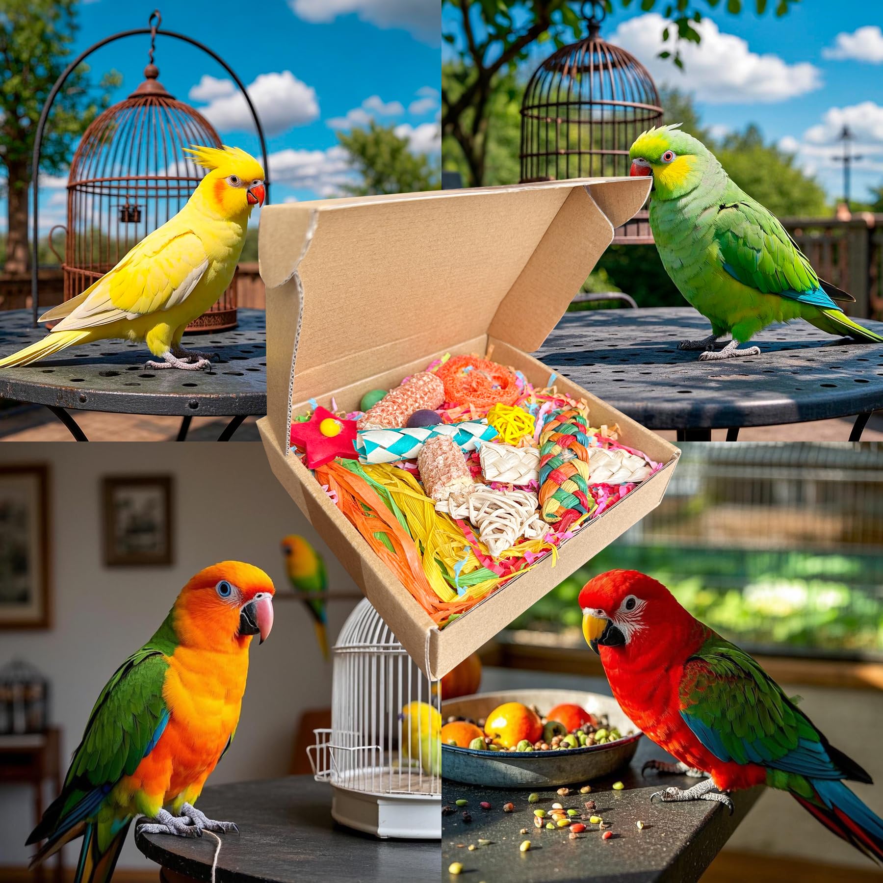 Cockatiel Toys, Tyotrbs Bird Toys For Parakeets, Bird Toys Budgie Shredder Hanging Set Cockatiel Foraging Toys Parrot Climbing W