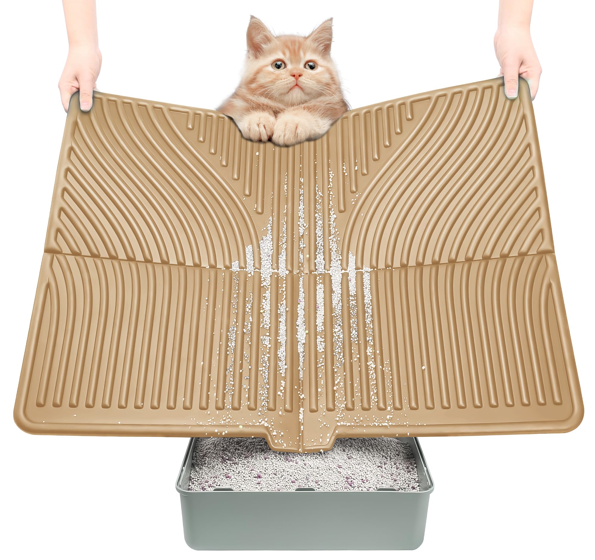 Upsky Cat Litter Mat, Large Litter Box Mat Keep Floor Clean, 31'' X 24'' Kitty Litter Trapping Mat Soft On Kitty Paws, Waterproo
