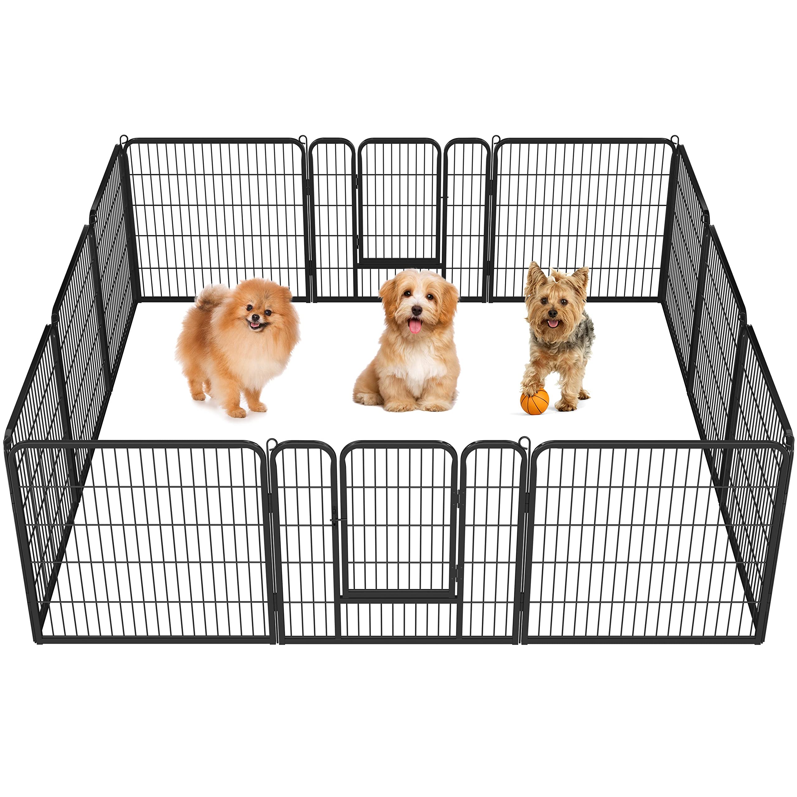 Topeakmart 12 Panel 32-inch Heavy Duty Dog Pen- Foldable Metal Dog Pen Dog Exercise Pen Barrier Crate Cage Kennel Portable Cat D