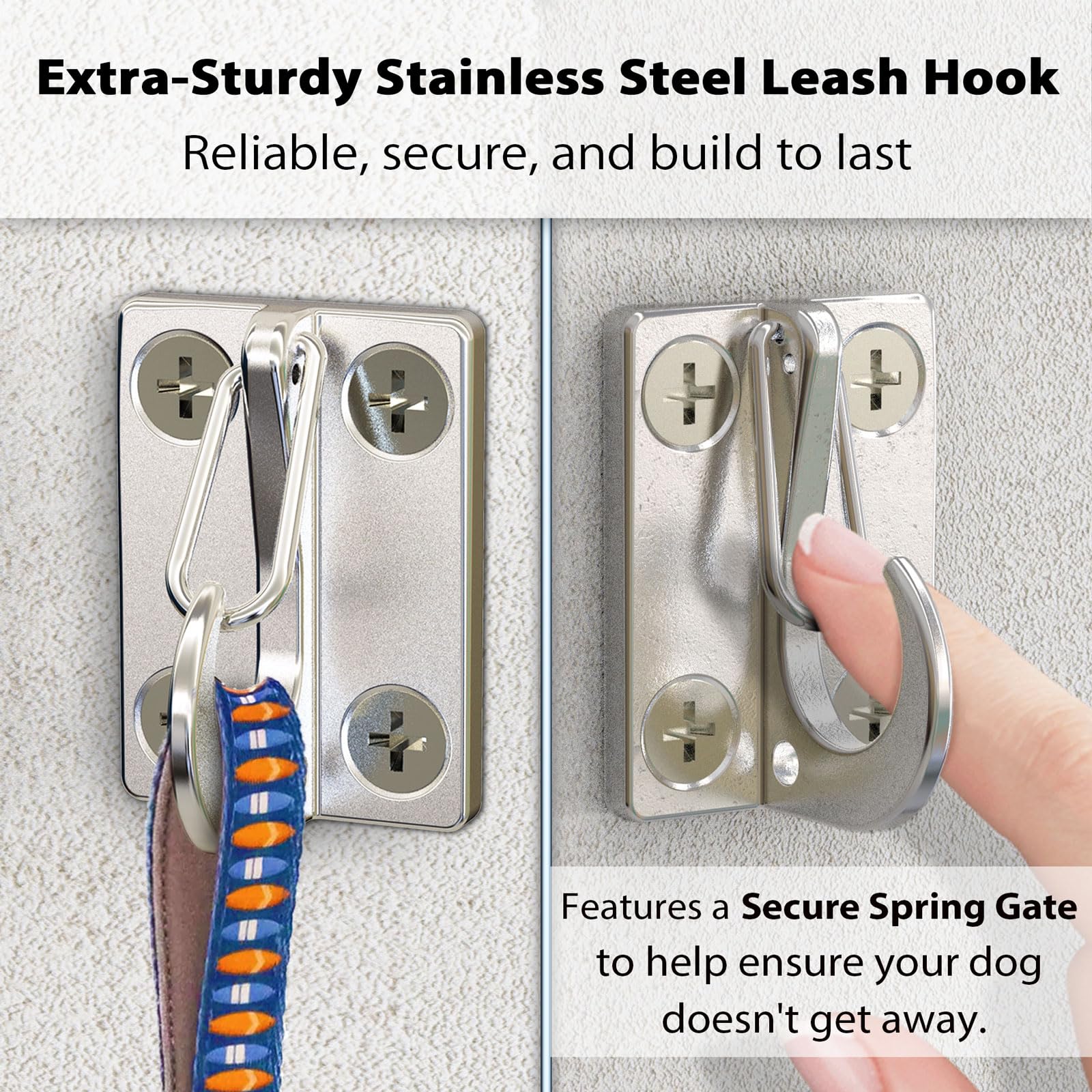 X-Tecokit-Wall Hook For Dog Leashes,Heavy Duty Stainless Steel Dog Chain Enclosed Parking Hook,Secure For Tie Out In Yard,Easy T
