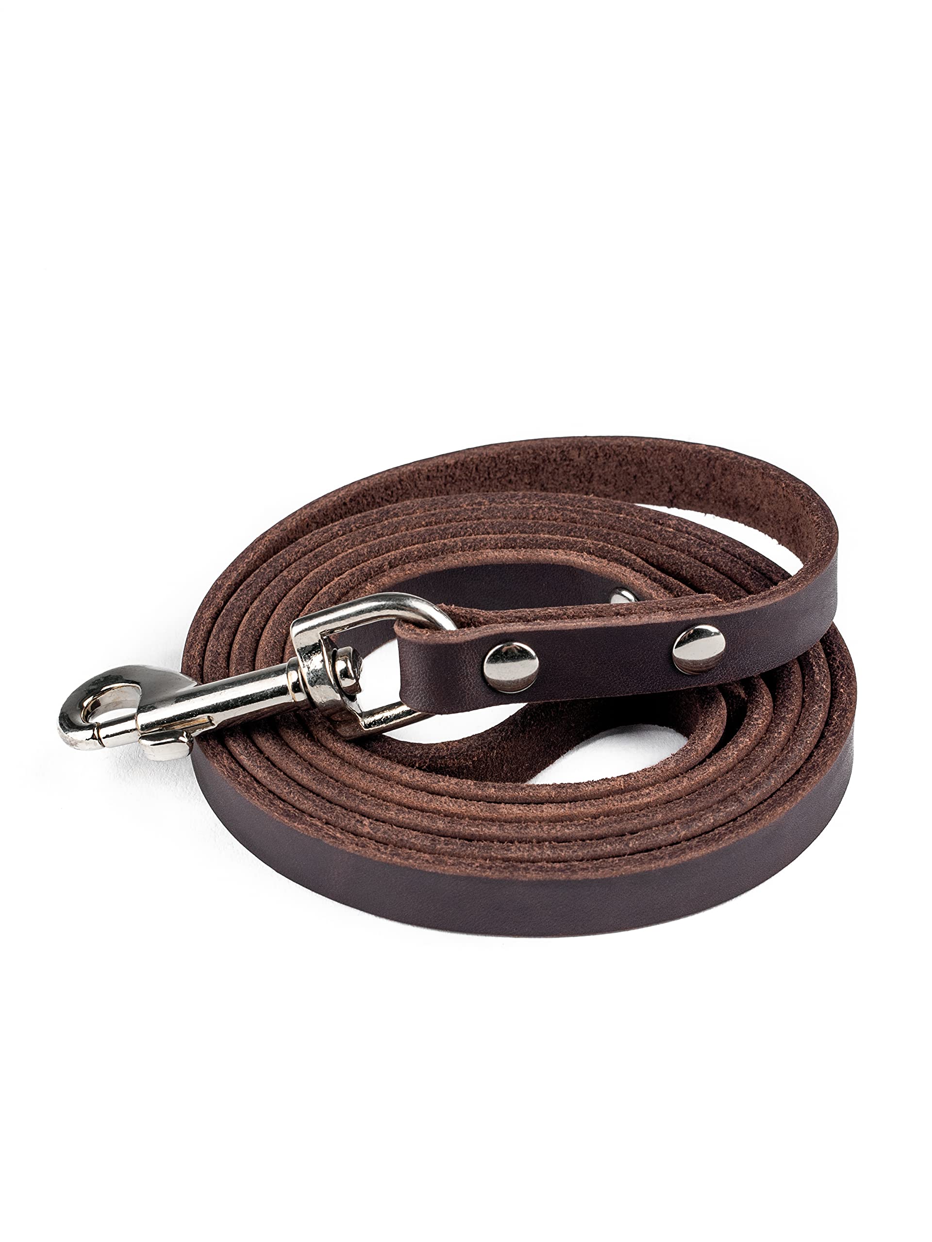 Mighty Paw Leather Dog Leash - Genuine Distressed Material - Premium - Suitable For All Pet Sizes - Heavy Duty Dogs Leashes - Modern - Dark