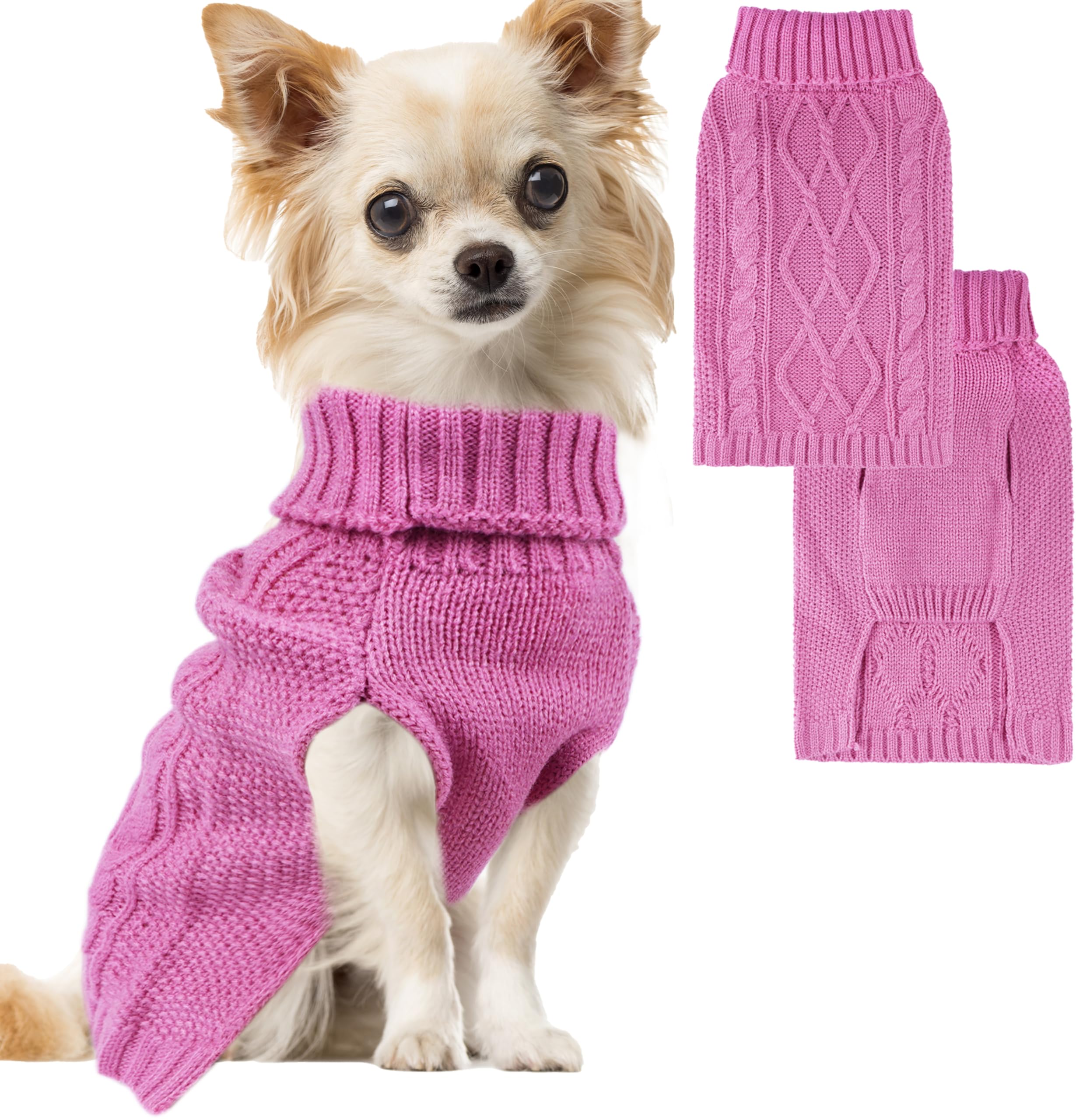 Dog Sweaters for Small Dogs Pink Small Dog Sweater Puppy Sweaters Girl Dog Clothes for Chihuahua Sleeveless Doggie Sweater Winte