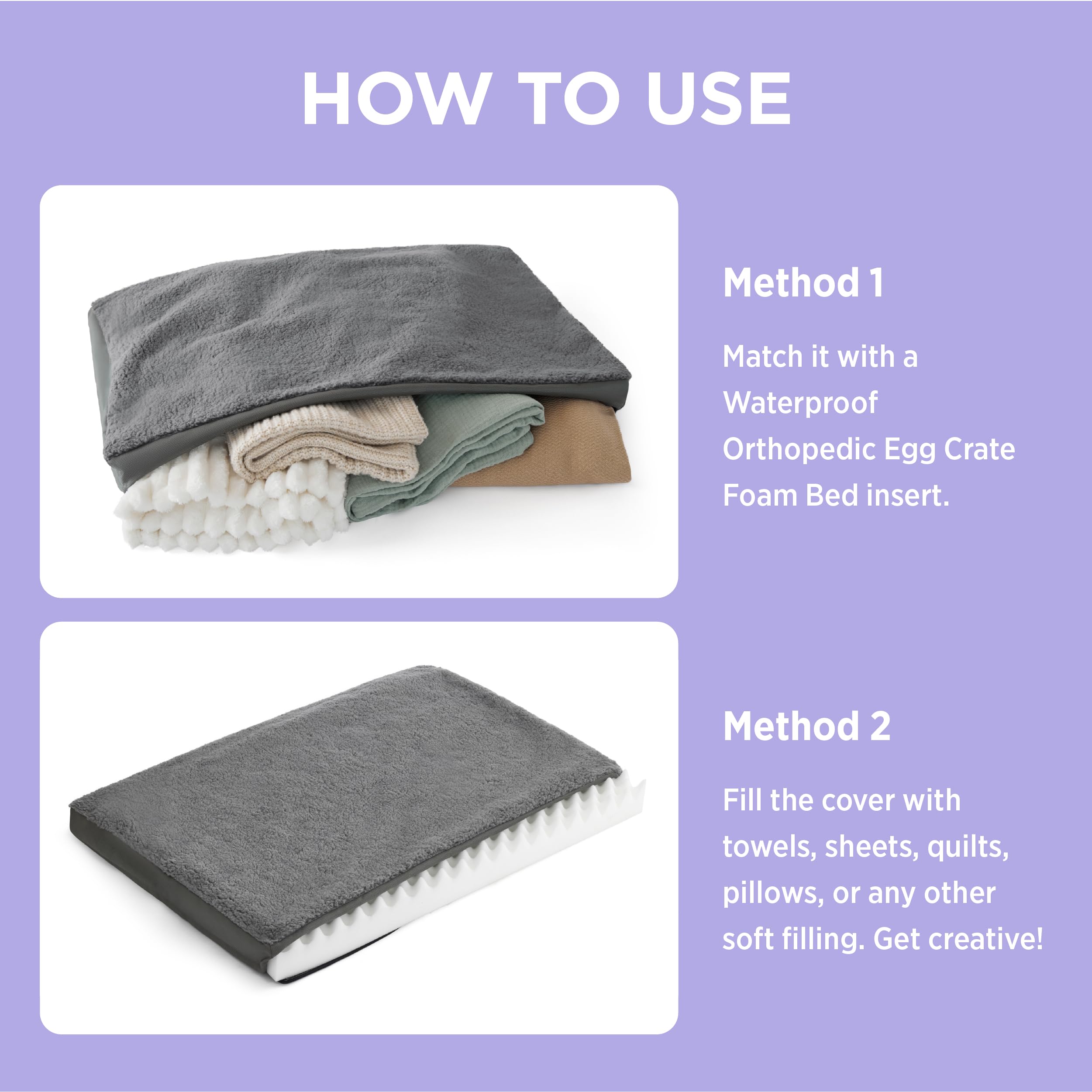 Lesure Dog Bed Cover Extra Large Washable Replacement Cover For Orthopedic Pet Mat 44X32X3 Inches, Dark Grey