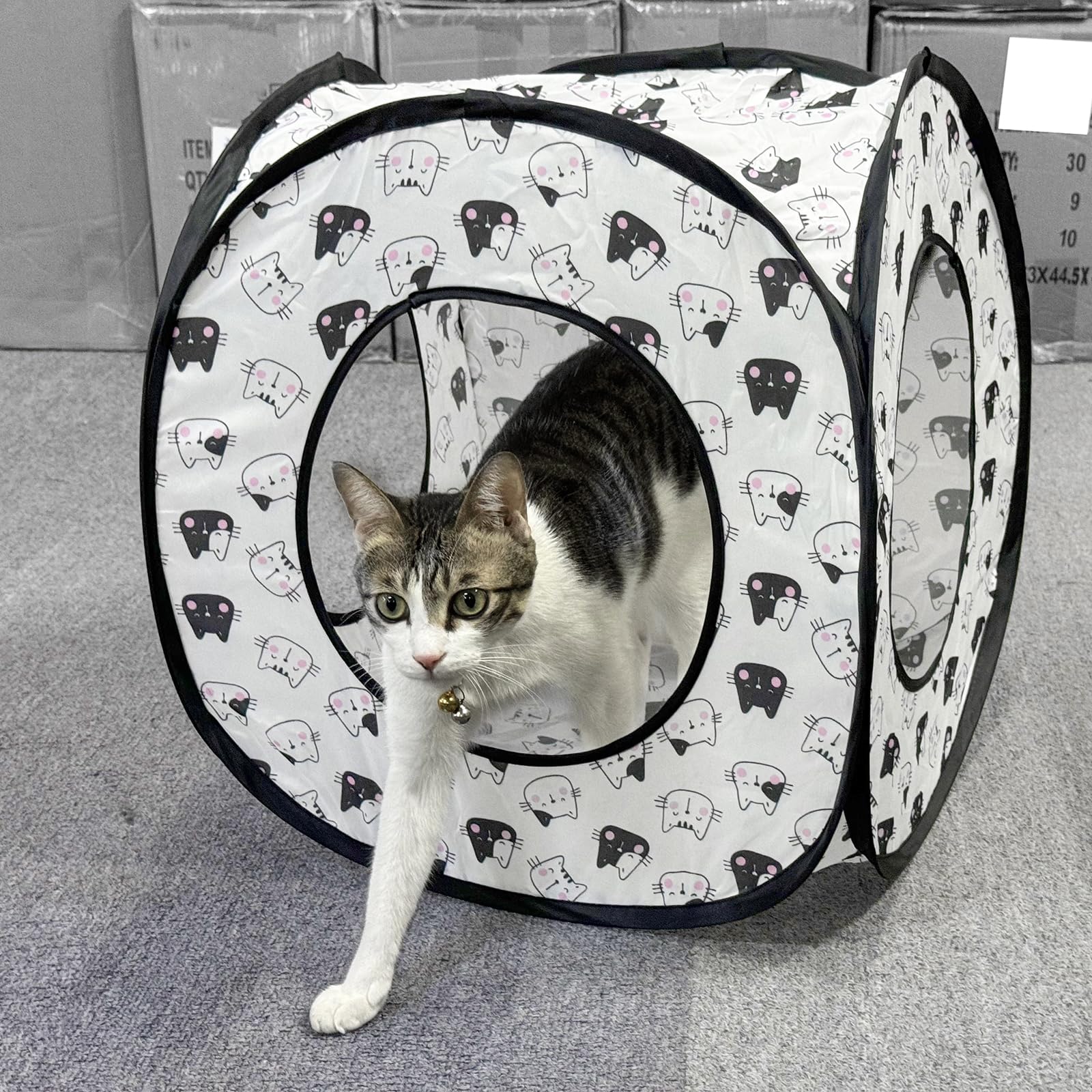 Andiker Cat Tent, 3 Holes Safe And Strong Cute Cats Tunnel Collapsible Easy To Carry Cat House For Indoor Cats Kittens Hiding Pl