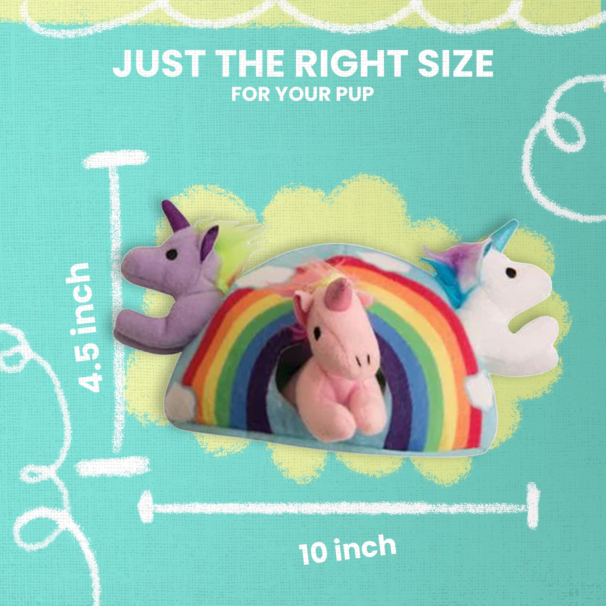 Snugarooz Hide & Seek Rainbow Dog Toy With Repair Patch – Interactive Plush Rainbow & 3 Squeaky Unicorns For Fun And Mental Stimulation