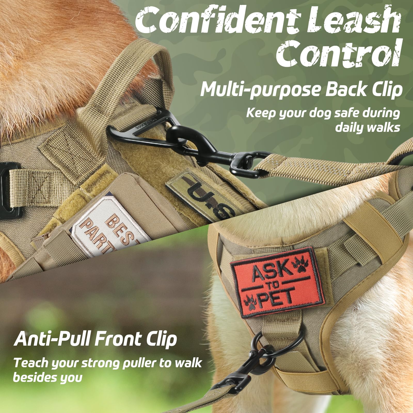 Rabbitgoo Tactical Dog Harness For Small, Heavy Duty Pet Harness With Handle, No-Pull Service Vest Small Breed, Adjustable Milit