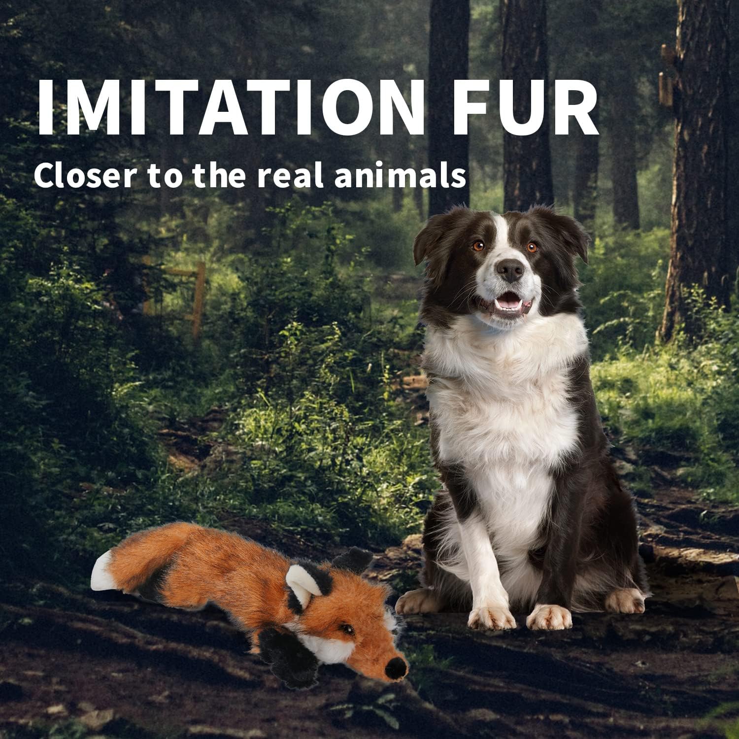 All For Paws Dog Squeaky Fox Toy, Stuffed Animal Pet Plush Toys Squeak Chew Toy For Dogs Large