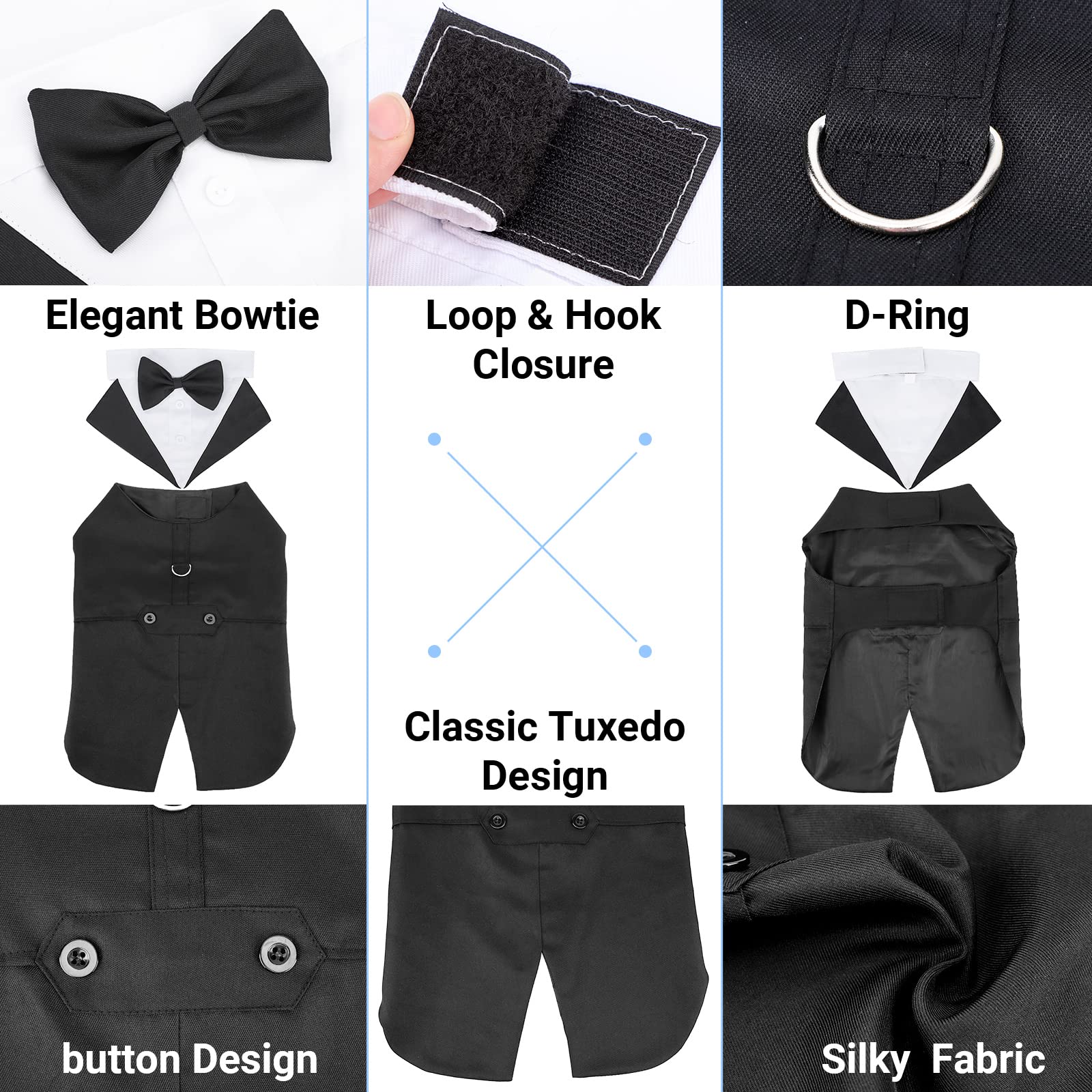 Segarty Dog Tuxedo And Bandanas Suit Formal Wedding Costume, Adjustable Pet Collar With Black Bow Tie, Detachable Dogs Shirt Bandanas Set For Extra Large Dog Prince Outfit Birthday Cosplay Attire
