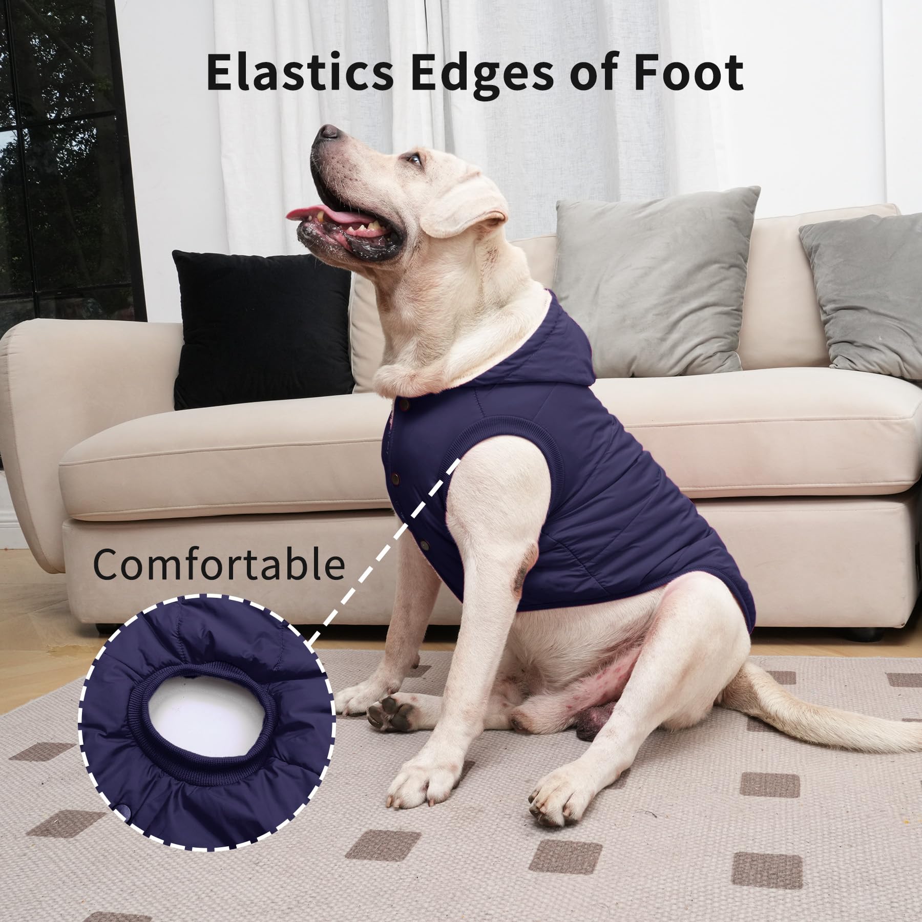 Vecomfy Fleece Lining Dog Hoodie With Harness Built In,Extra Warm Large Dog Jacket In Winter Doggie Coats With Hooded,Light Pink Xxxl