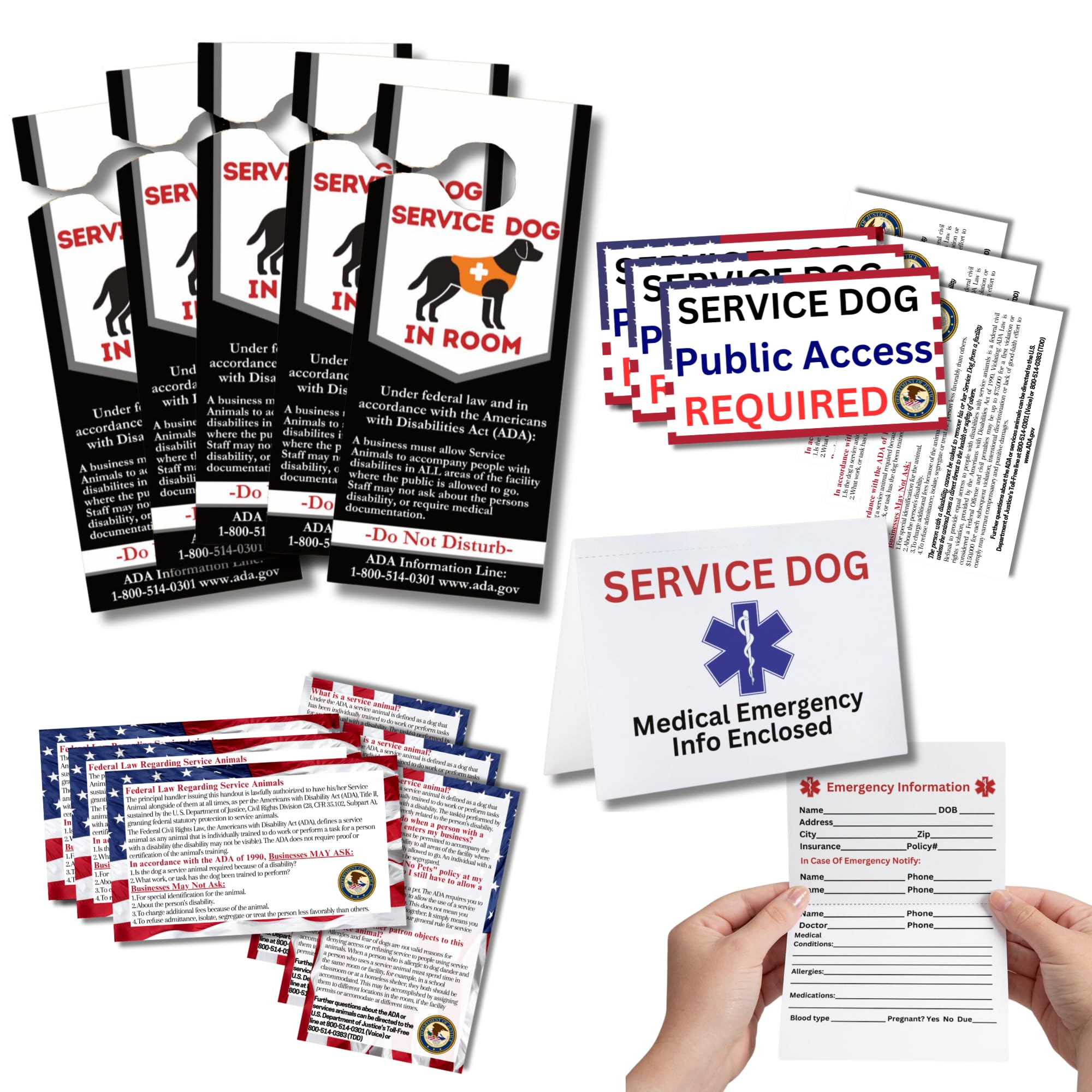 Service Dog Packet Information Cards For Public Access, Ada Americans With Disabilities Act States Handlers Legal Rights For Bus