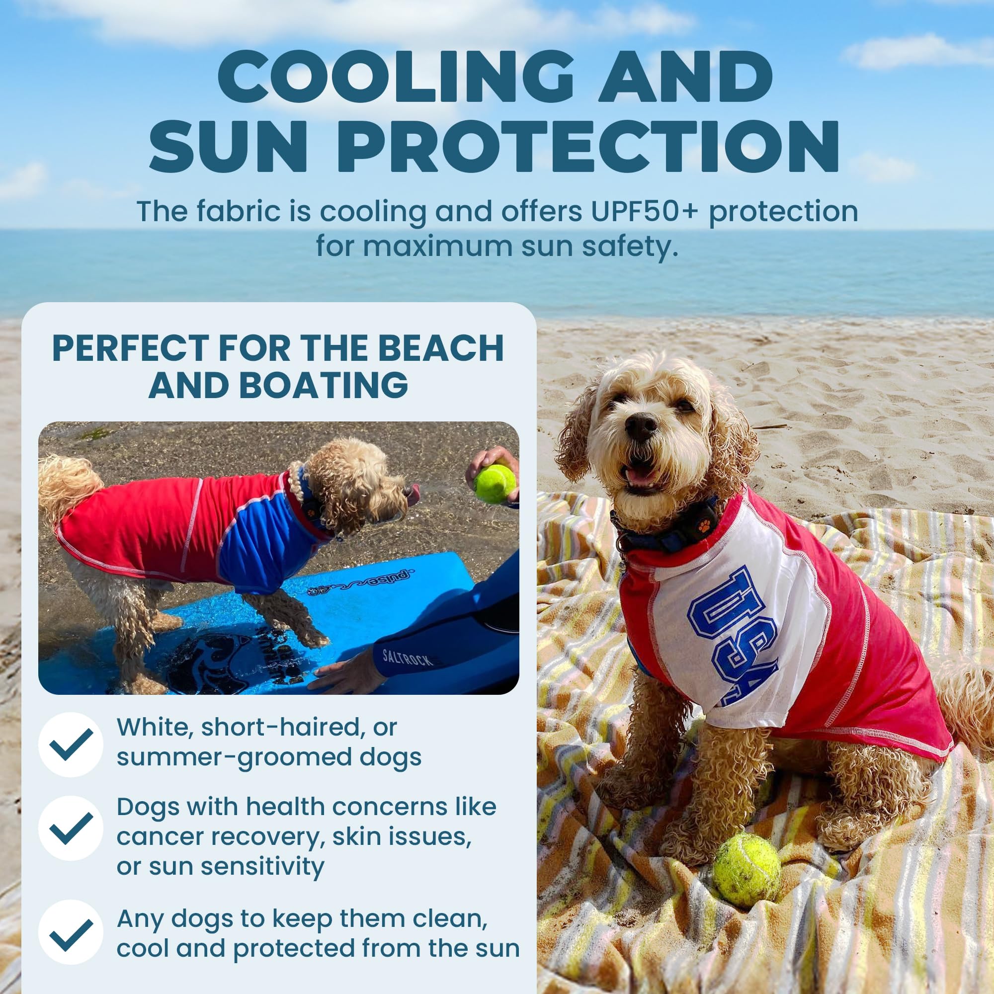 Louie De Coton Made In Usa Quality Cooling Upf50+ Sun Shirts For Dogs | Max Uv Protection From Sunburn | Light Weight, Breathabl