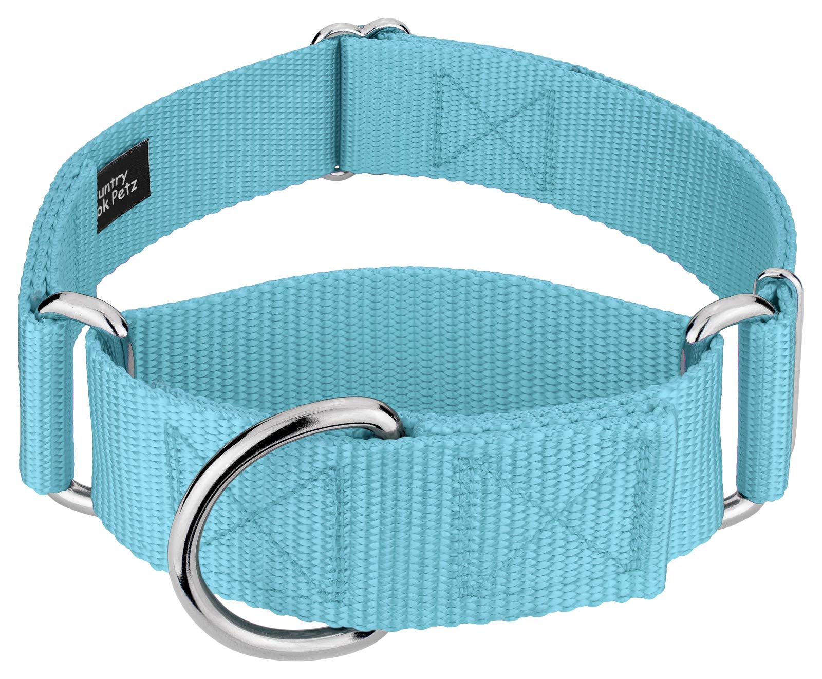 Country Brook Petz - 1 1/2 Inch Martingale Heavyduty Nylon Dog Collar (Large, 1 1/2 Inch Wide, Ocean Blue)