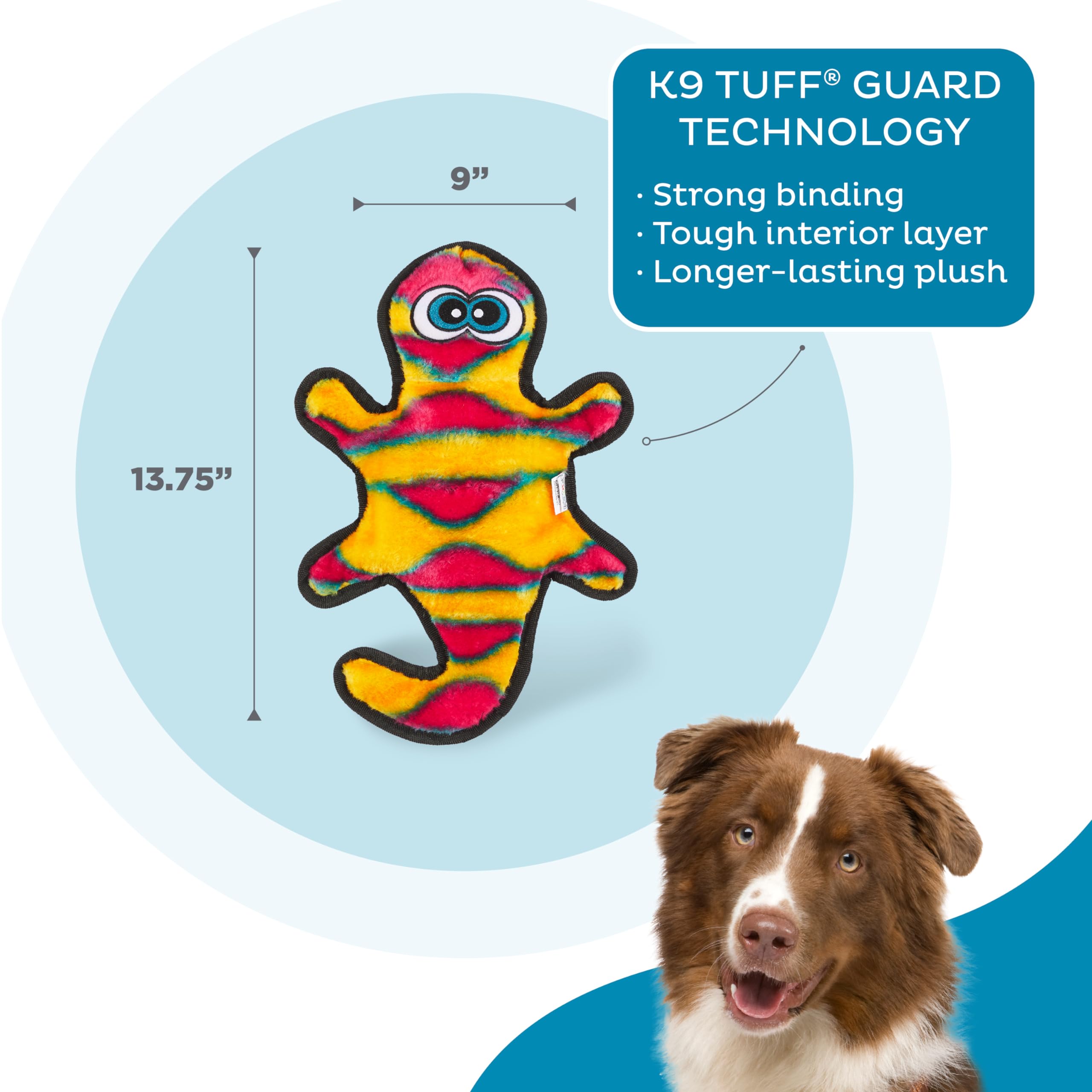 Outward Hound Invincibles Orange Gecko Plush Dog Toy, Medium