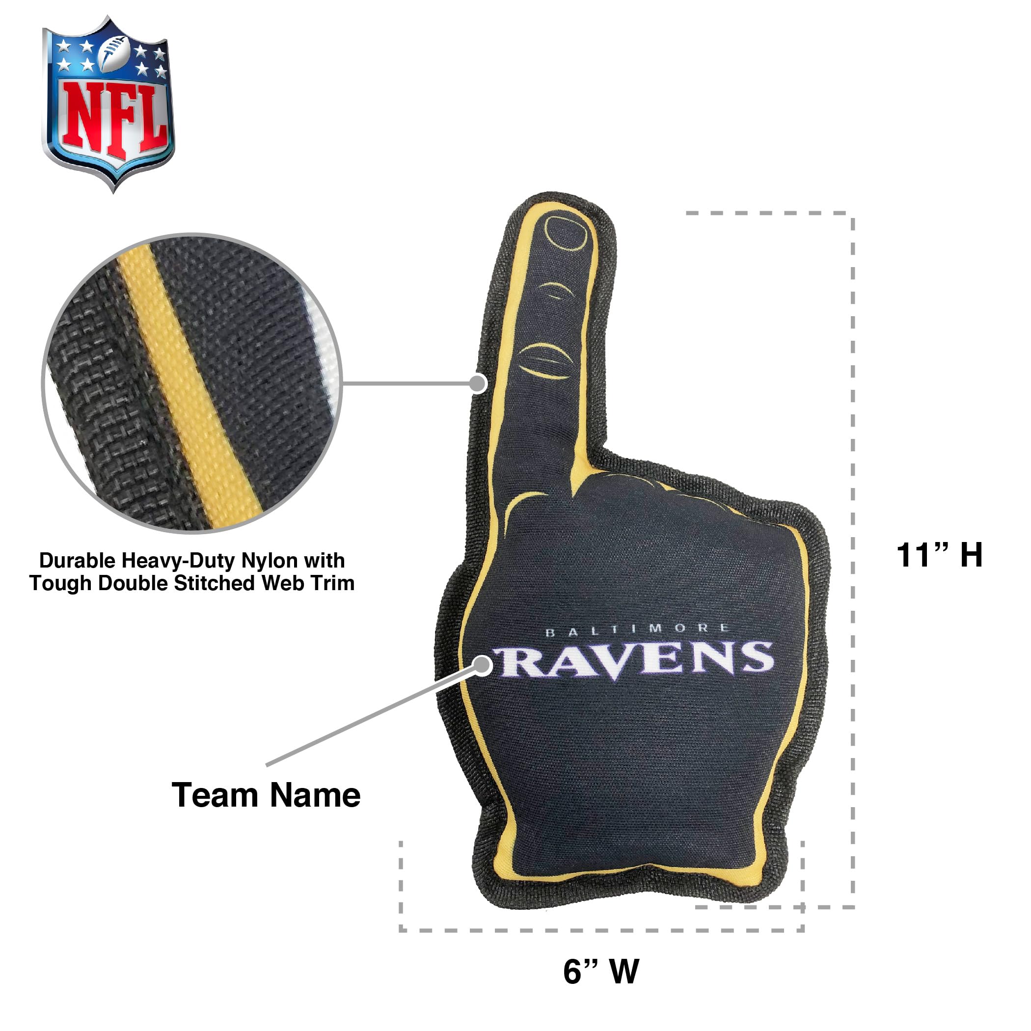 Nfl Baltimore Ravens #1 Fan Toy For Dogs & Cats. Best Tough Pet Toy With Inner Squeaker