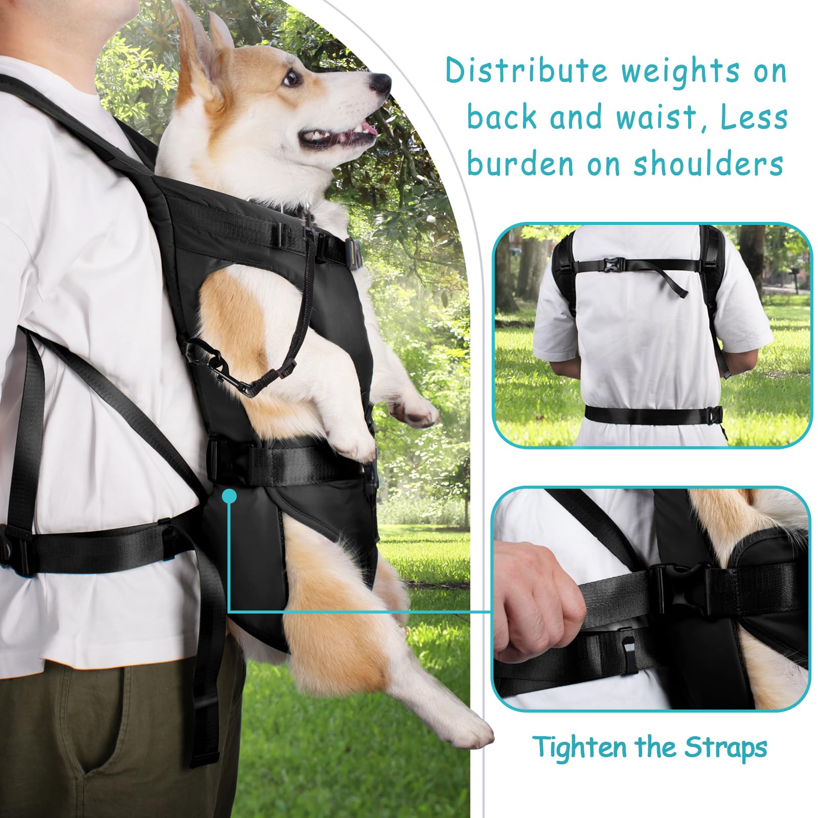 Petbonus Pet Front Dog Carrier Backpacks, Adjustable Dog Backpack Carrier, Legs Out Easy-Fit Dog Chest Carrier For Medium Small