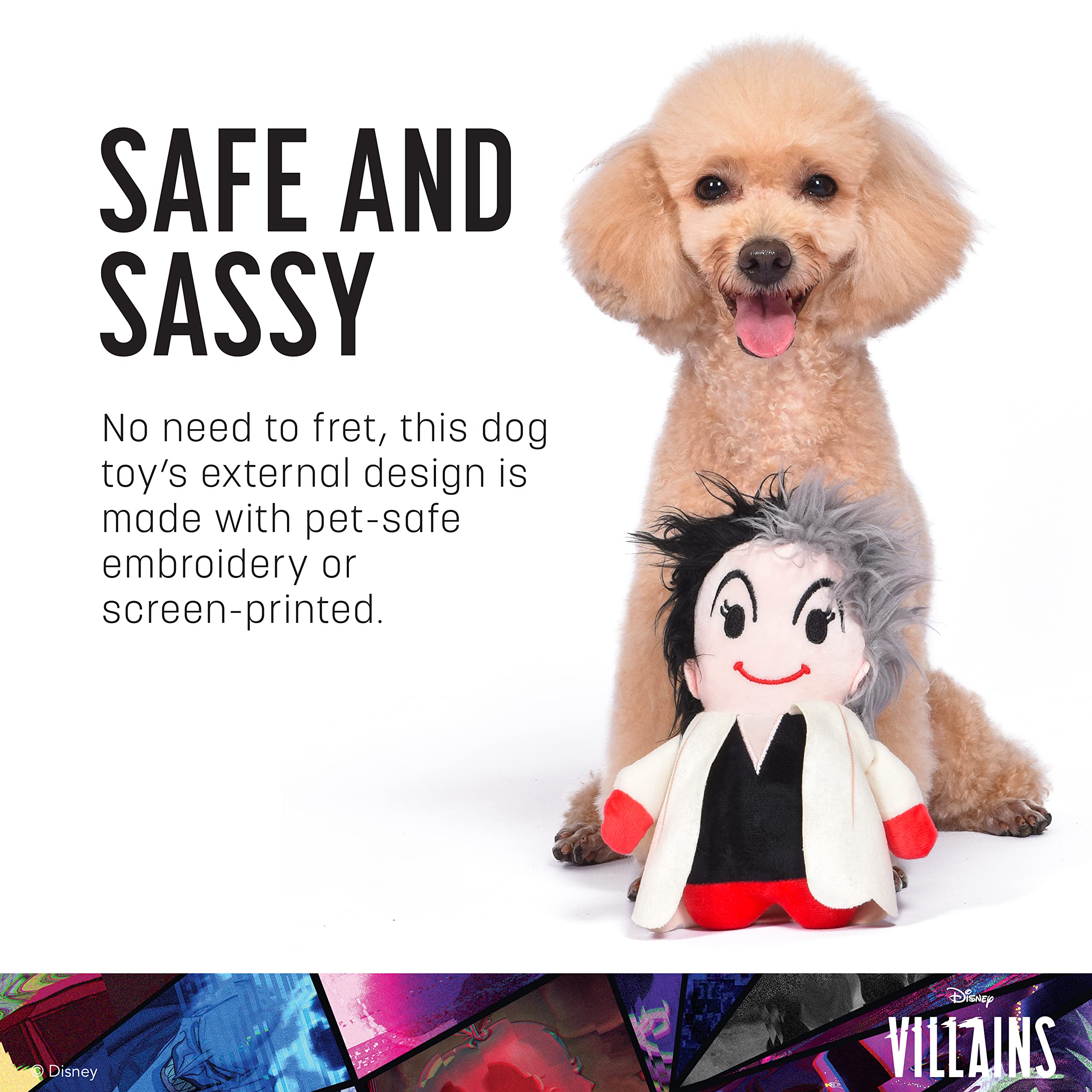 Disney For Pets Villains Cruella 9'' Plush Toy For Dogs | Cruella Plush Dog Toy | Disney Movie Toys For All Dogs, Officially Lic