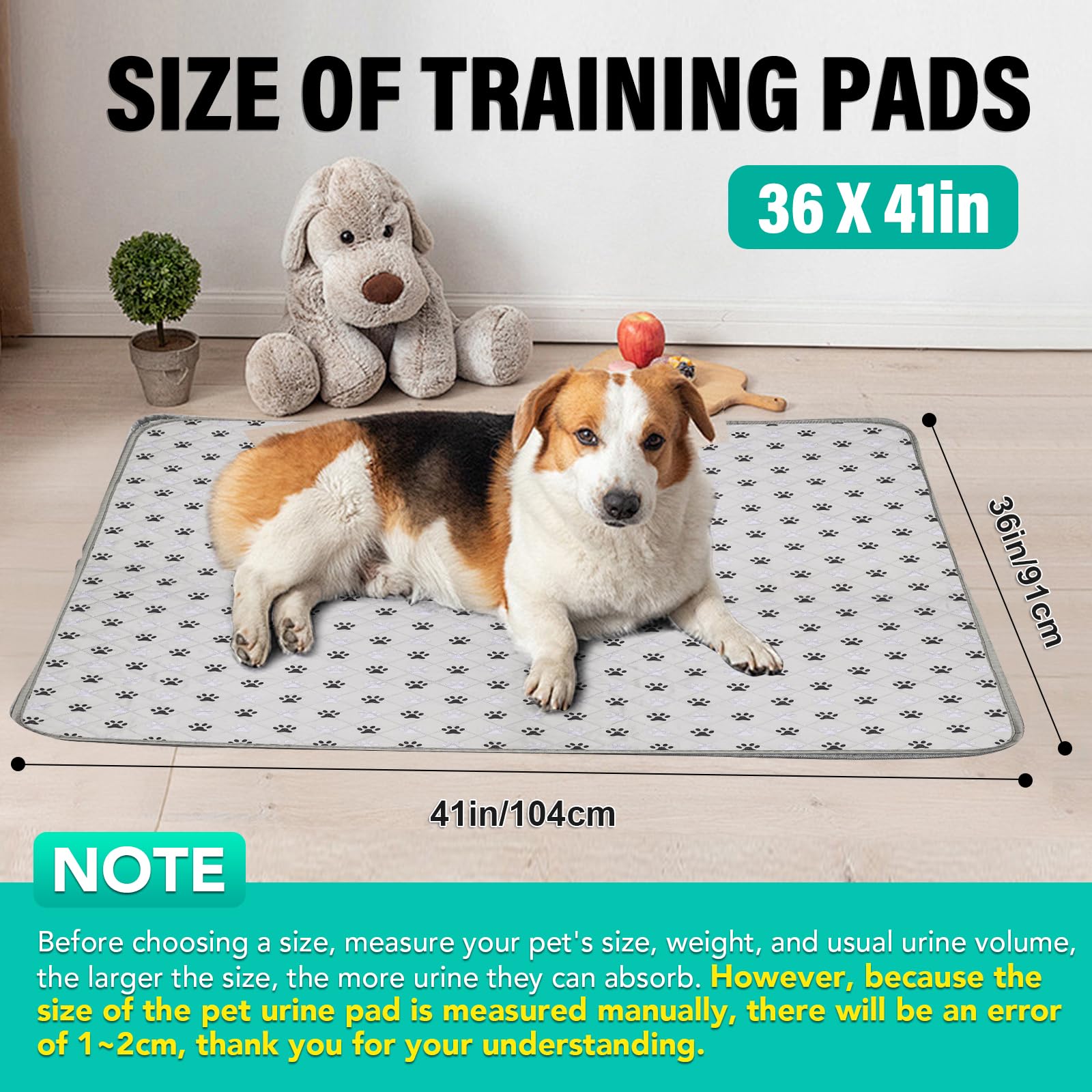 Furwey 5 Pack Large 36''X41''Washable Pee Pads For Dogs Super Absorbent Dog Training Pads Non-Slip Waterproof Pet Training Pads