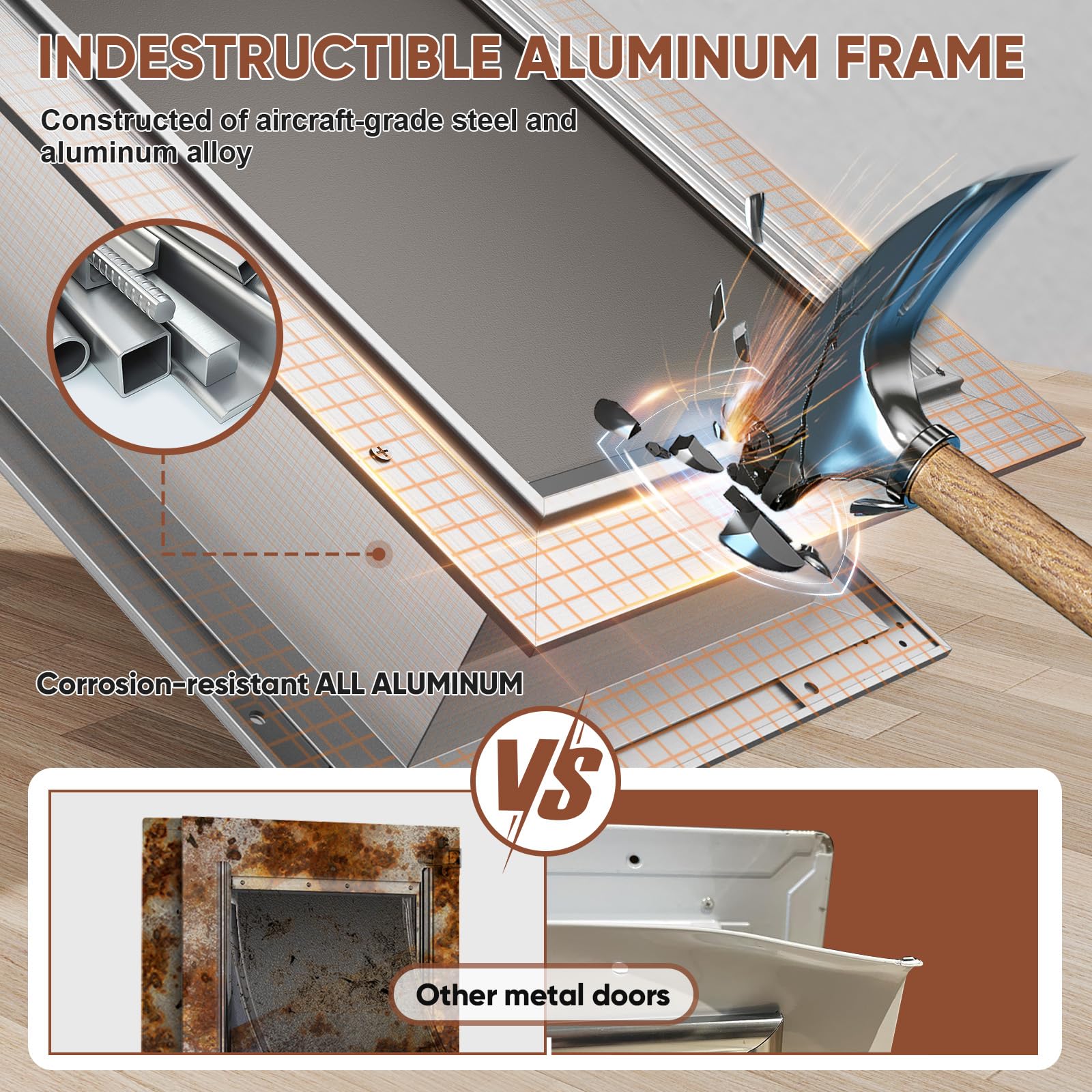 3-Flap Dog Door, All Aluminum Alloy Large Doggy Door Doggie Door For Wall, Heavy Duty Pet Door Easy To Install, Energy Efficient