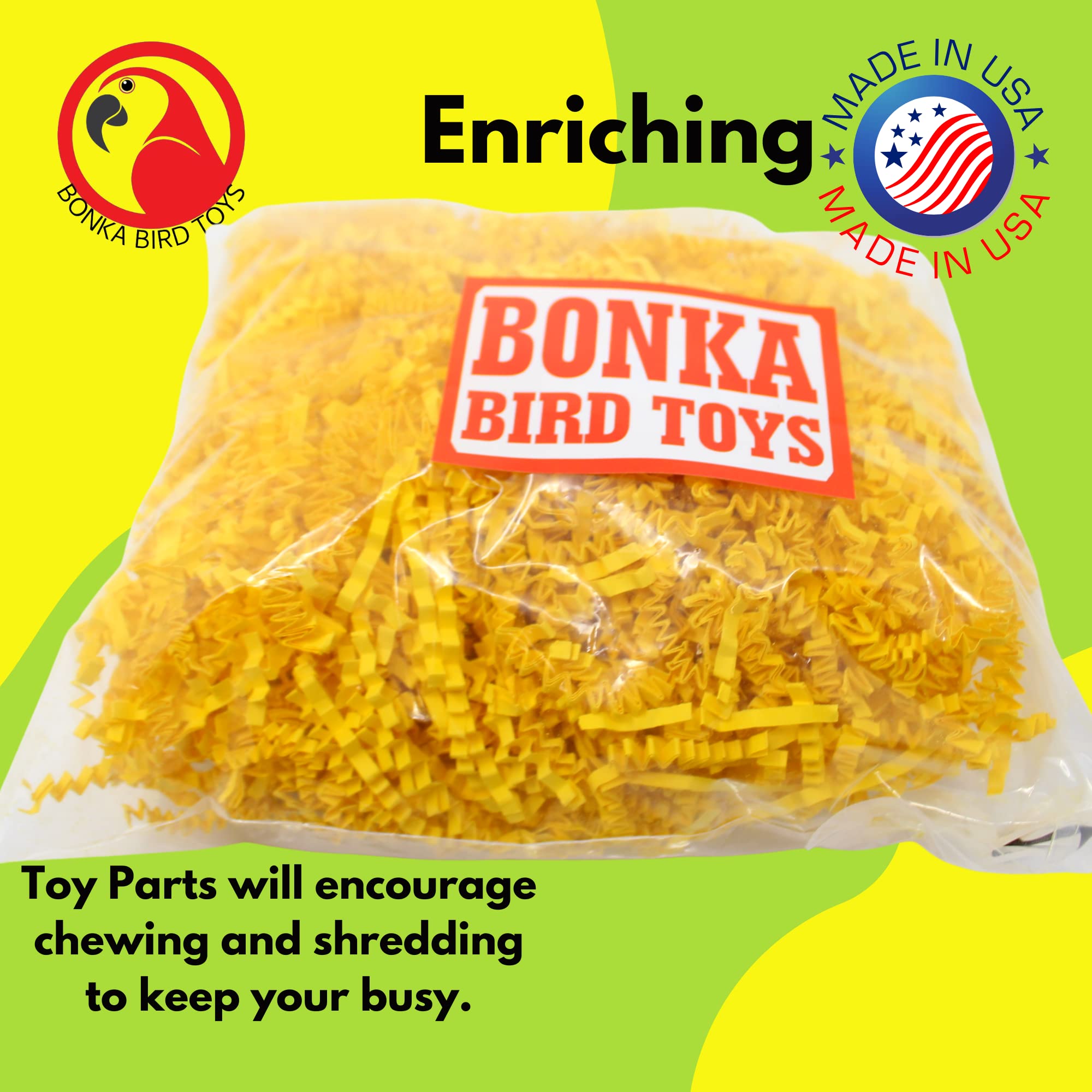 Bonka Bird Toys Colored Crinkle Shred Paper Chew Forage Nesting Treat Natural Multi-Use Craft Part Projects Cockatiels Parakeets