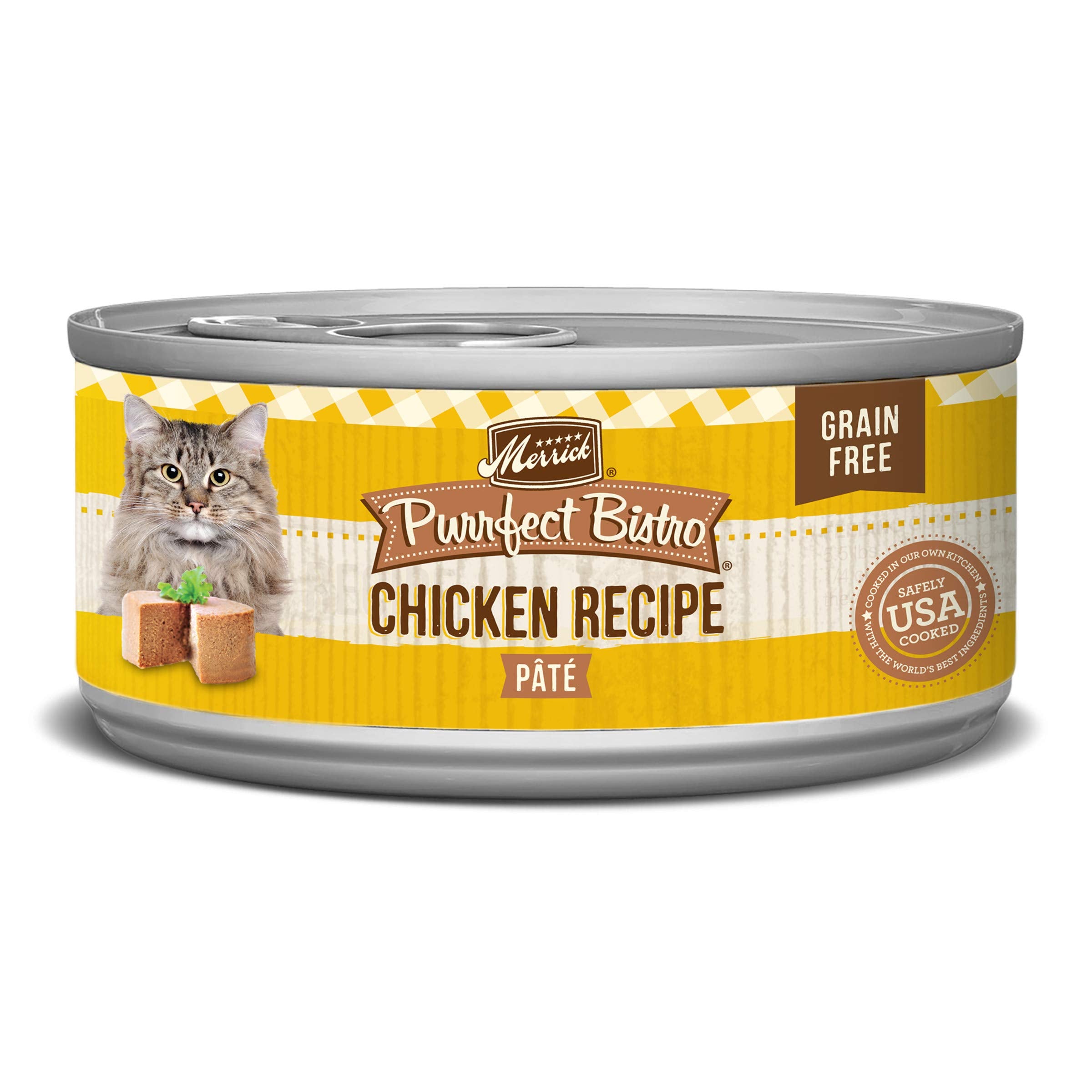 Merrick Purrfect Bistro Grain Free Premium Soft Canned Pate Adult Wet Cat Food, High Protein Chicken Recipe - (Pack of 24) 5.5 o