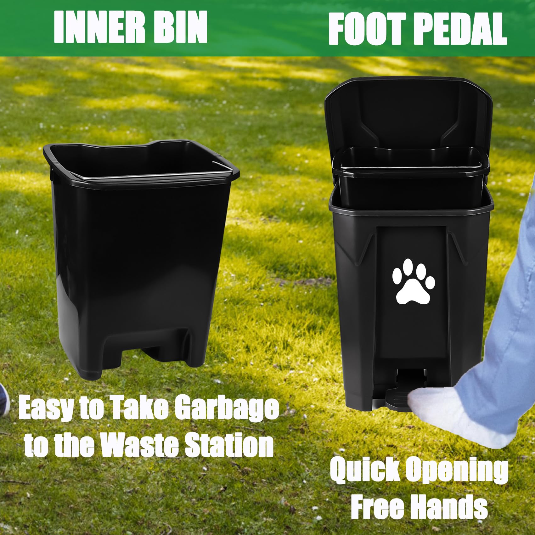 Mayayaday Outdoor Dog Poop Trash Can, Dog Waste Trash Can For Backyard Garden Home With Lid, Removable Inner Bin, Green Waste Ba