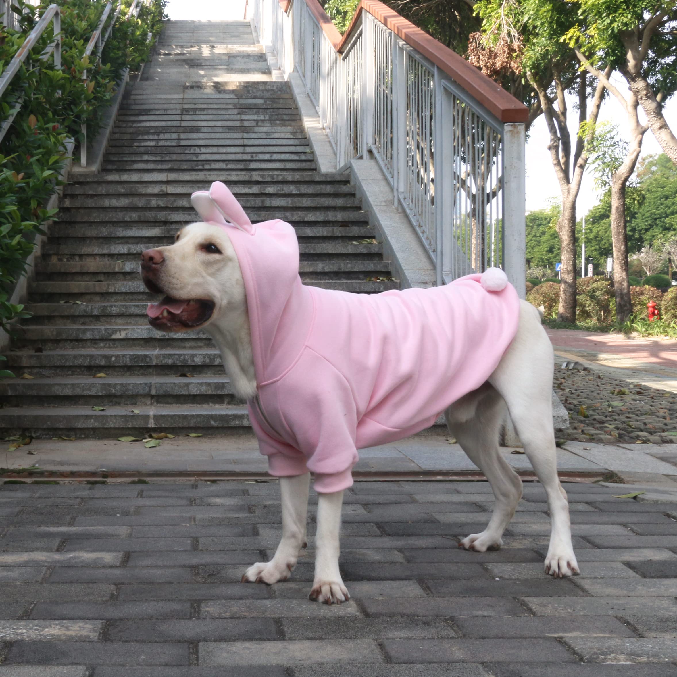 Arunners Extra Large Dog Bunny Costumes Rabbit Hoodies Clothes For Easter Day Halloween Labrador Rottweiler Great Dane, Pink, 4X-Large