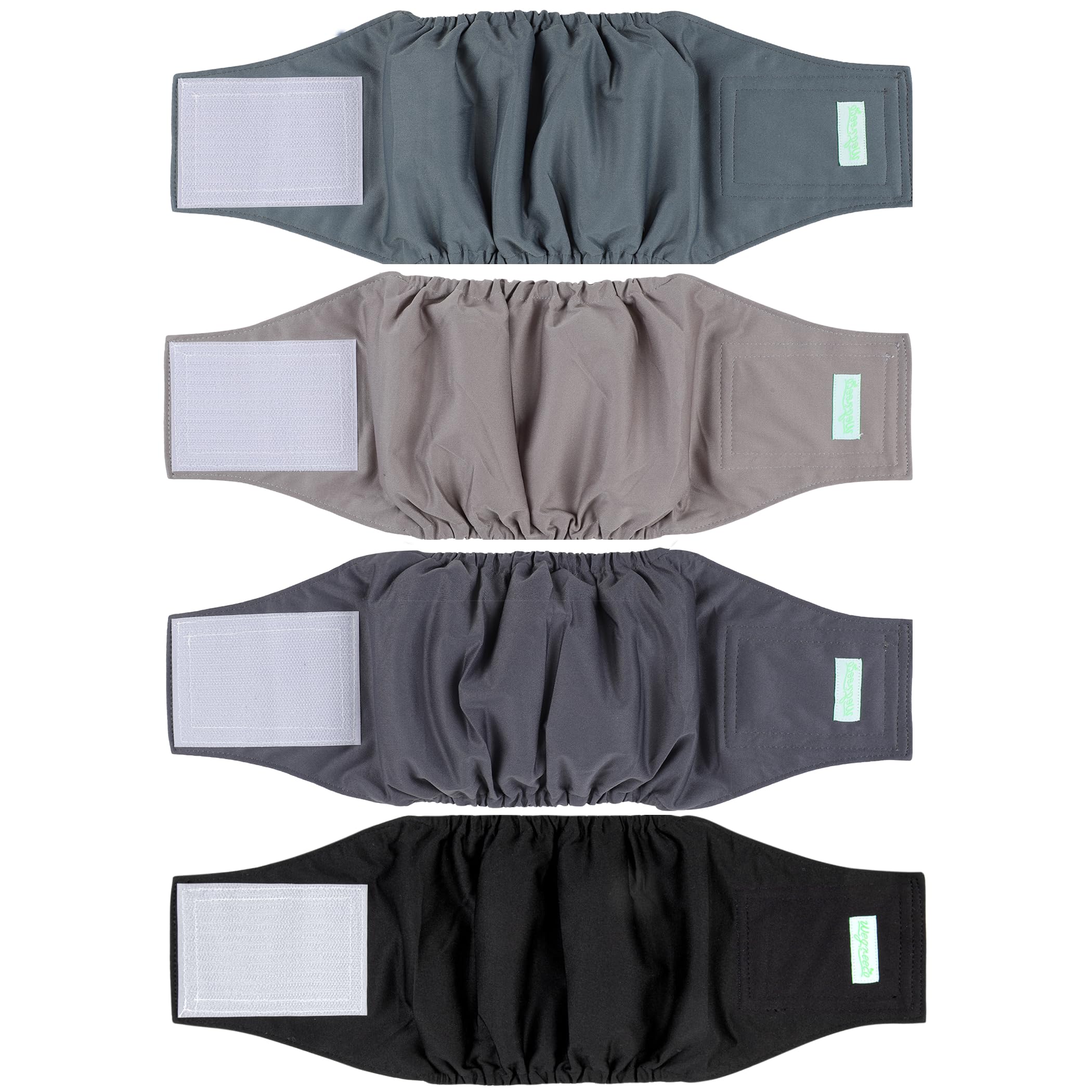 Wegreeco Belly Bands For Male Dogs, (4 Pack) Of Washable Male Dog Diapers, Super Absorbent Dog Belly Band (Green, Brown, Black, 