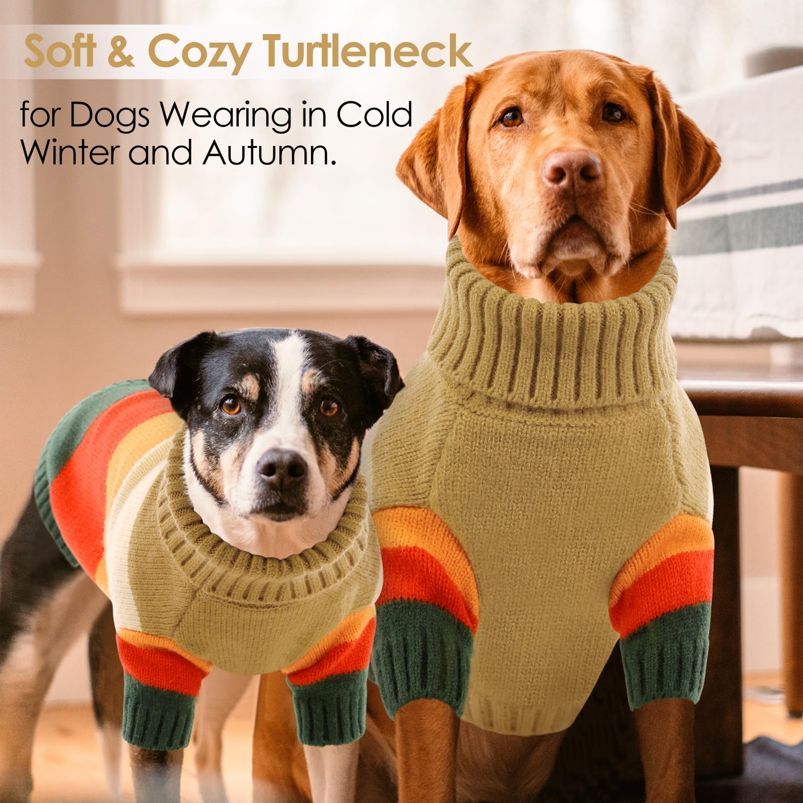 AOFITEE XL Dog Sweater - Extra Large, Stretchy Turtleneck for Large Dogs - Warm Holiday Sweater for Labrador, Golden Retriever,