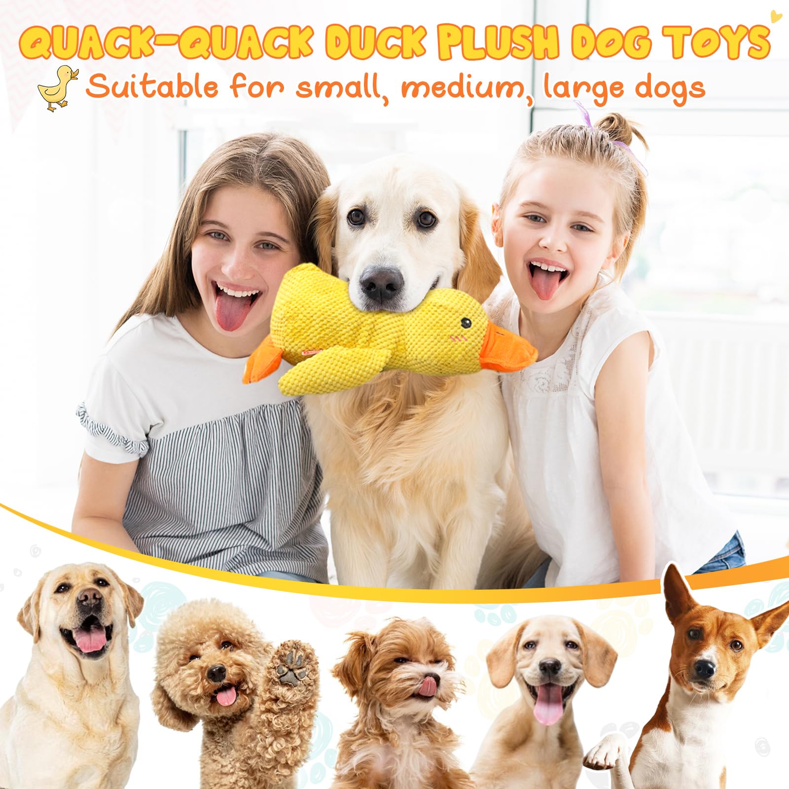 2025 Upgraded Quack-Quack Duck Dog Toy, Small Dogs Emotional Support Duck Calming Duck Dog Toy, Yellow Calming Duck Toy For Dogs