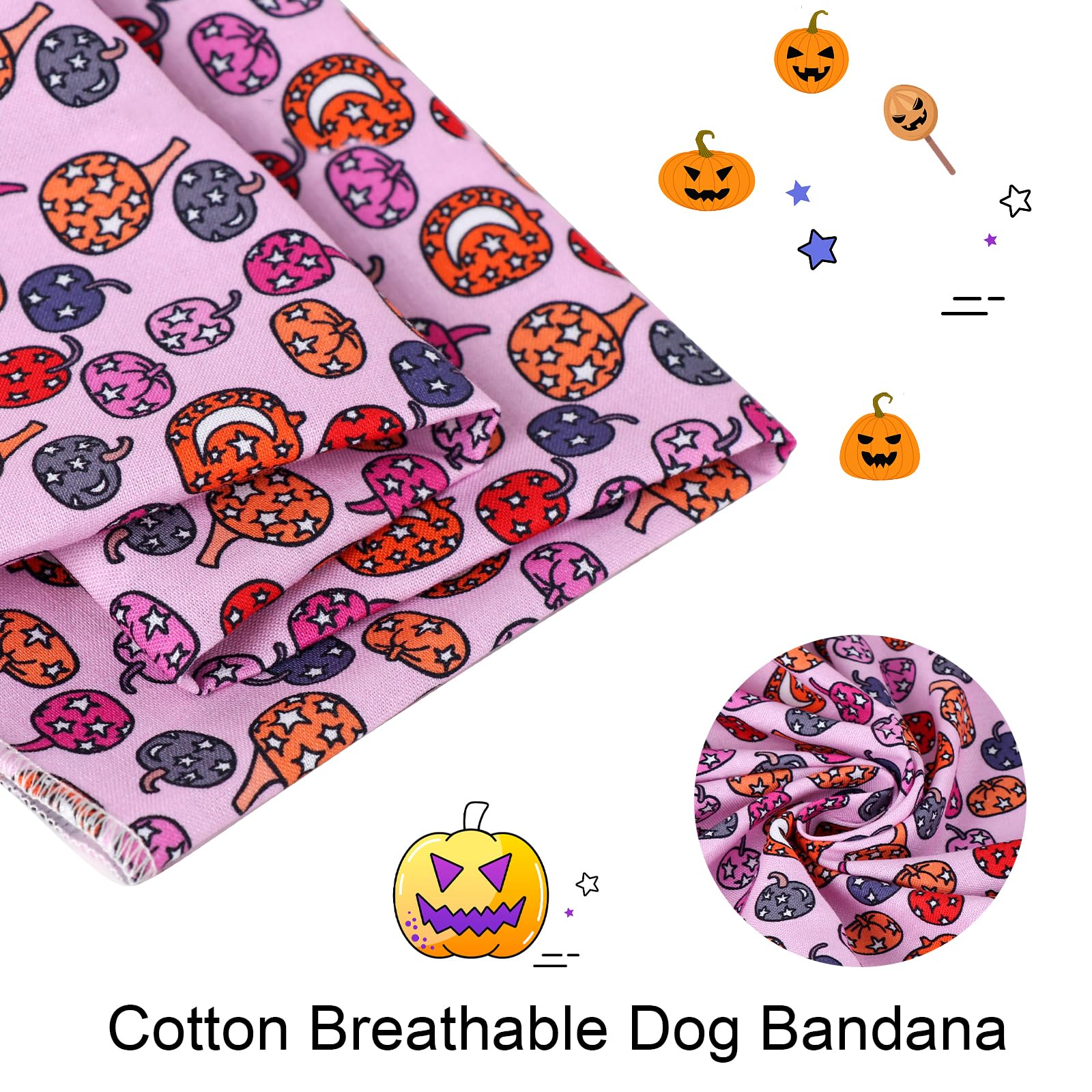 Aring Pet Halloween Dog Bandana-Cute Pink Pumpkin Dog Bandanas,Cotton Halloween Pumpkin Lamp Dog Scarf Triangle Bibs For Small T