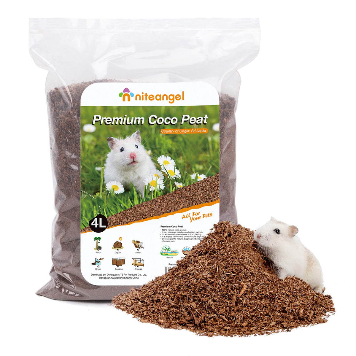 Niteangel Natural Coco/Cork Hamster Bedding Pet Litter For Dwarf Syrian Hamsters, Gerbils, Mices, Degus Or Other Small Animal