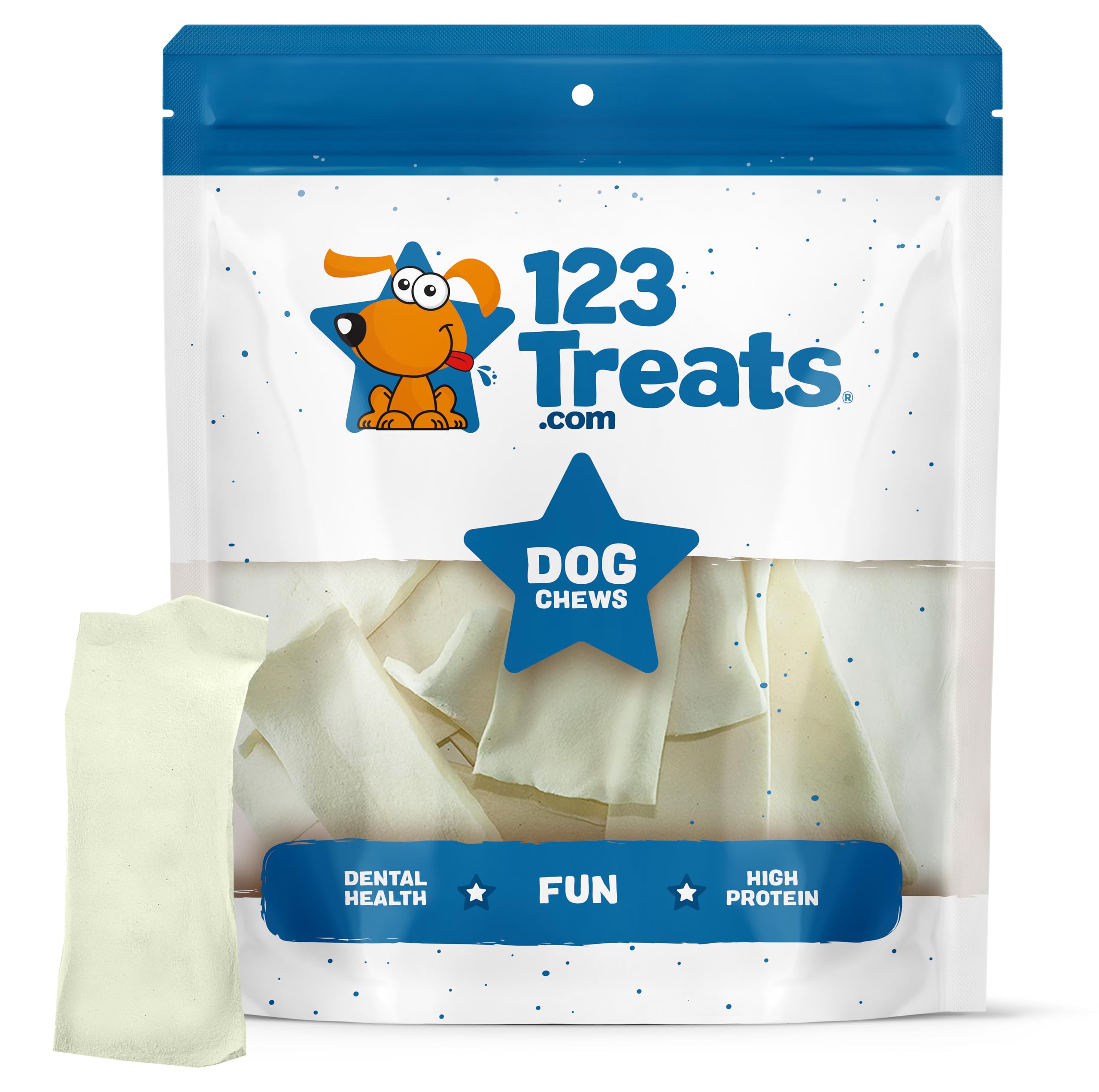 123 Treats Rawhide Chews Dog Chips, Premium Beef Hide (1 Pound) Natural Grass Fed Livestock with No Hormones, Additives or Chemi