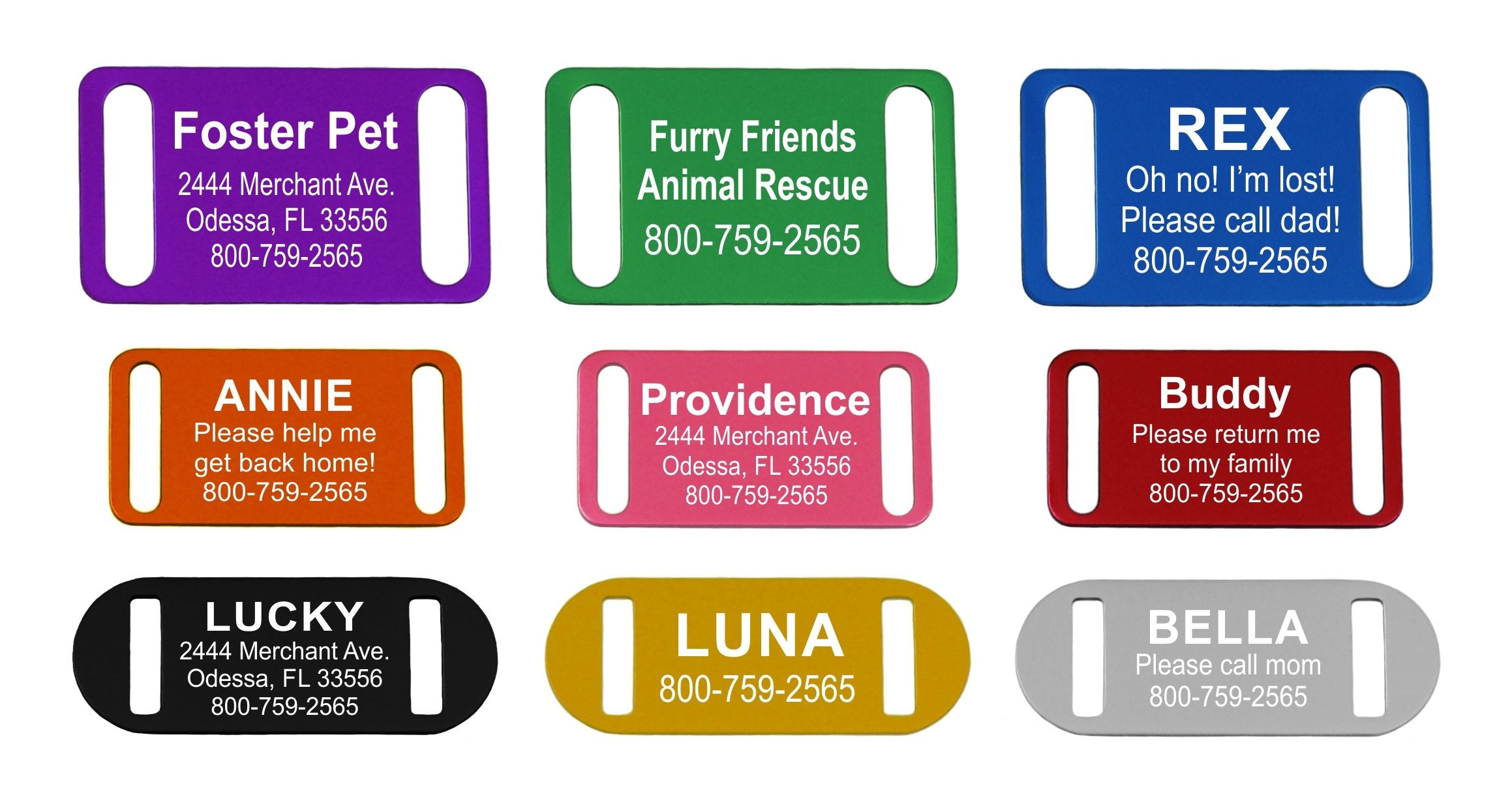 Slide-On Pet Id Tag | Collar Tag | 3 Sizes & 9 Colors To Choose From (Large, Black)