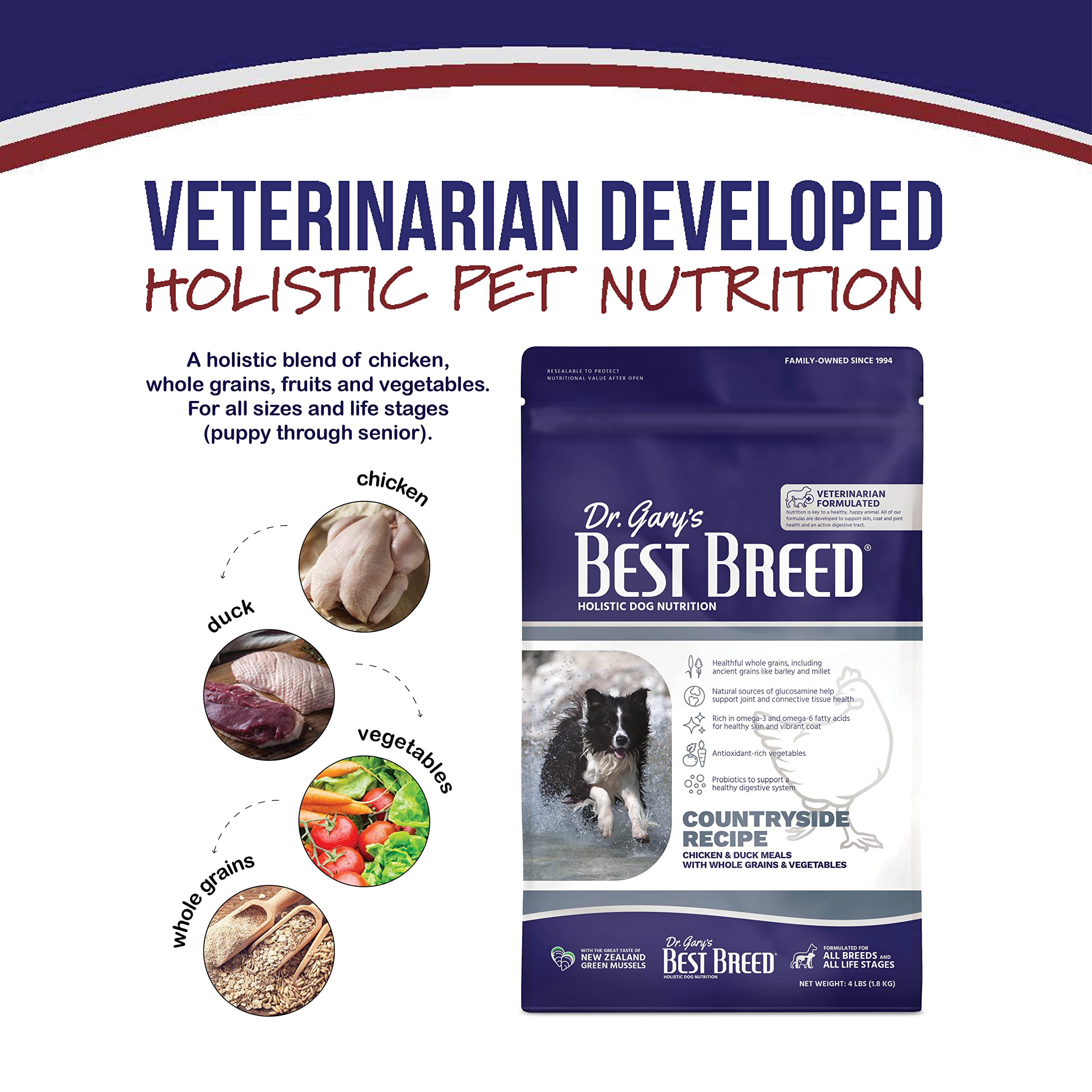 Best Breed Dr. Garys Countryside Recipe Slow-Cooked in USA, Natural Dry Dog Food for All Breeds and Sizes, 26lbs.