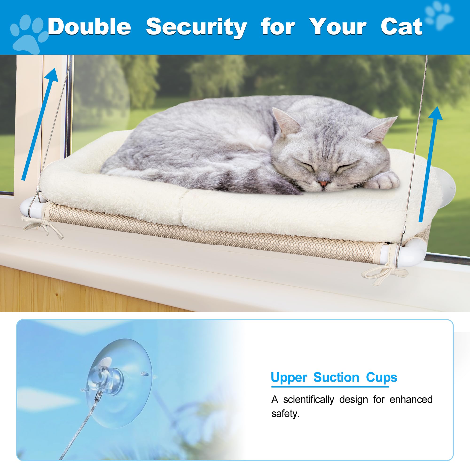 Safety Cat Shelves Space Saving Window Mounted Cat Seat For Large Cats - Cushion Bed Set