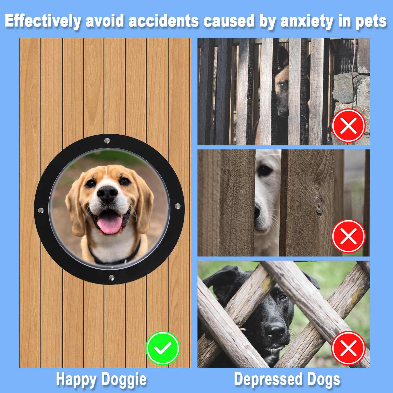 Hedday 2 Pack Dog Fence Window,12.4 In Acrylic Clear Pet Dome View Playground Doggie Wood Fence Window Bubble Peek Window For Do