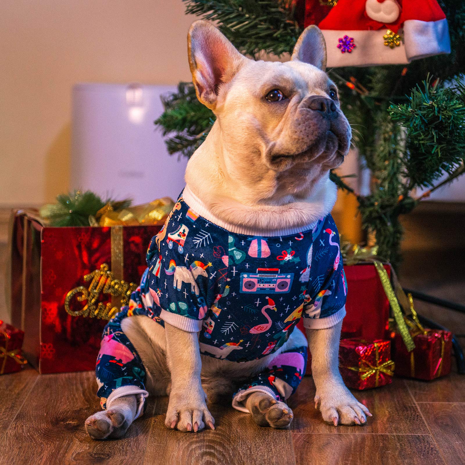 Cutebone Dog Pajamas Christmas Clothes Pjs For Small Dogs Shirts P108Xs