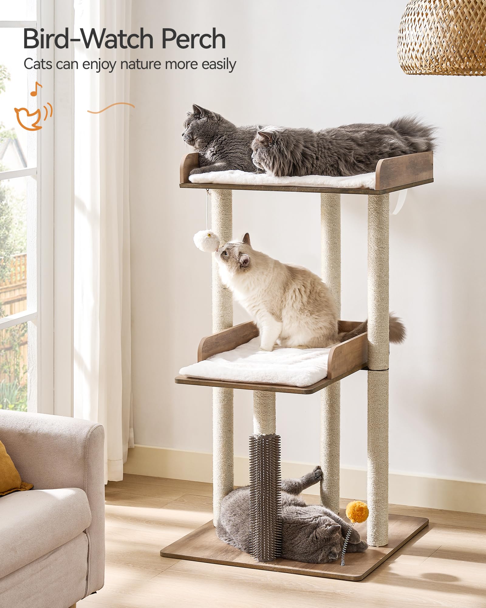 Fourfurpets 43.7'' Cat Tree, Modern Cat Tree Tower, Cat Tower For Indoor Cats Large Adult, Cat Condo With Scratching Post, Large
