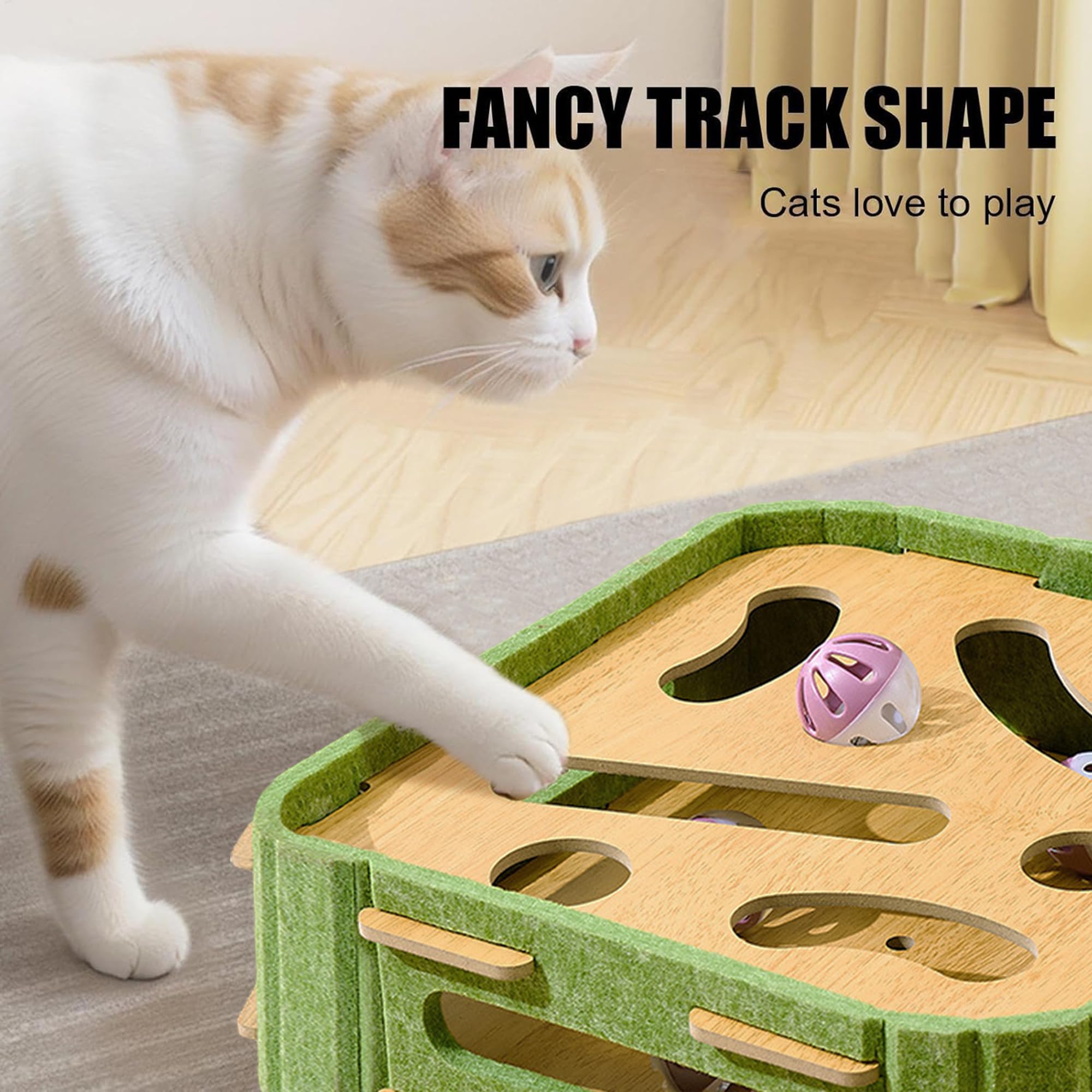 Superpaws Cat Puzzle Toys Interactive Cat Dancer For Indoor Cats,Cat Teasing Box With Squeaky Toys And Scratching Felt,Kitten Tr