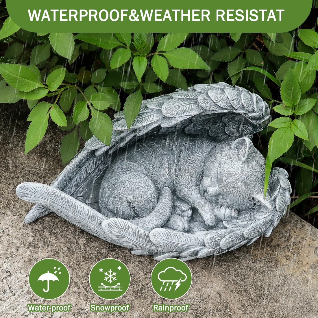 Pet Memorial Stone, Cat Memorial Stone, Cat Stepping Stone, Pet Angel Wing Sleeping Cat Memorial Stone, Cat Memorial Garden Stat