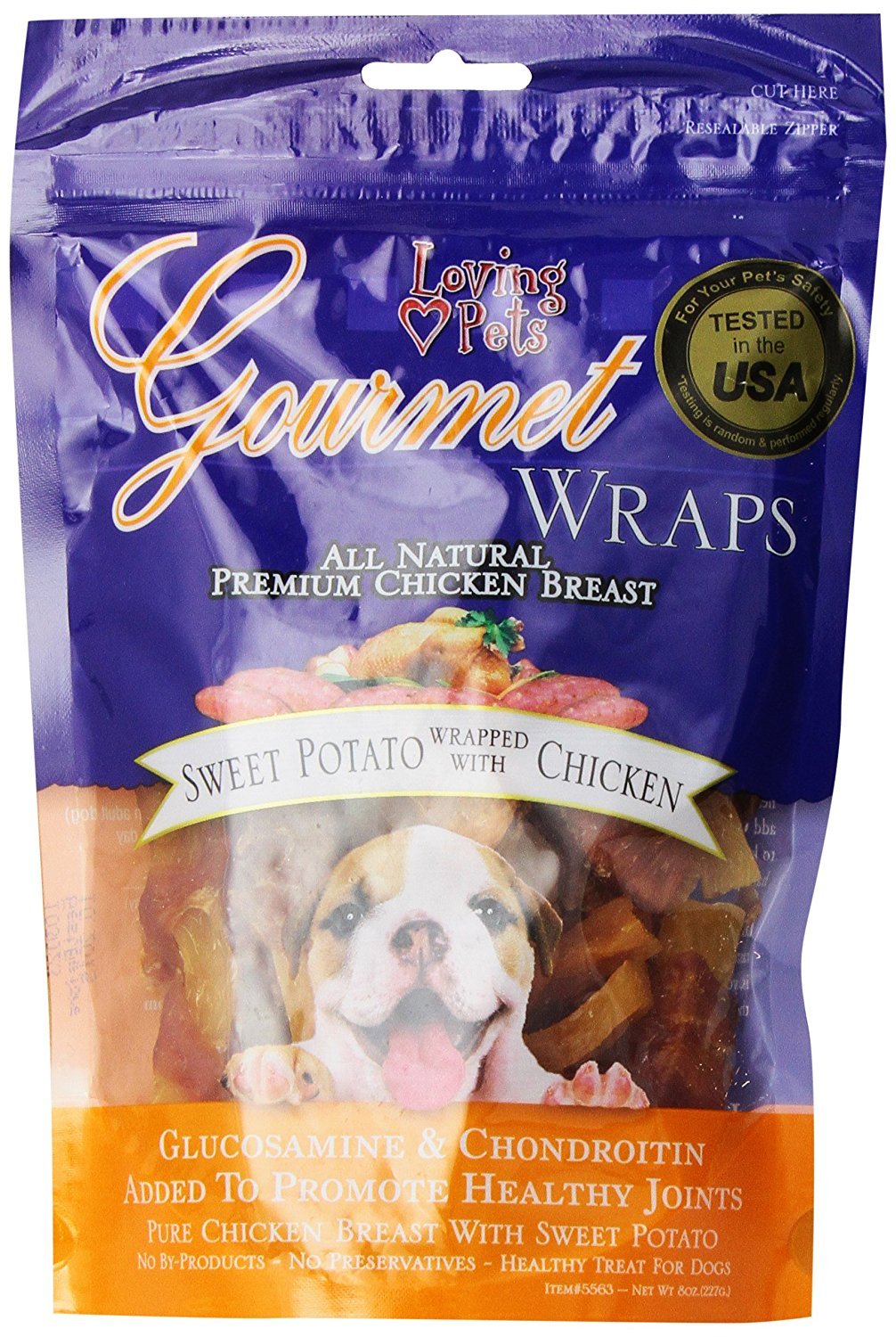 Loving Pets Gourmet All Natural Premium Sweet Potato And Chicken Wraps With Glucosamine And Chondroitin, Dog Treats, 8Oz