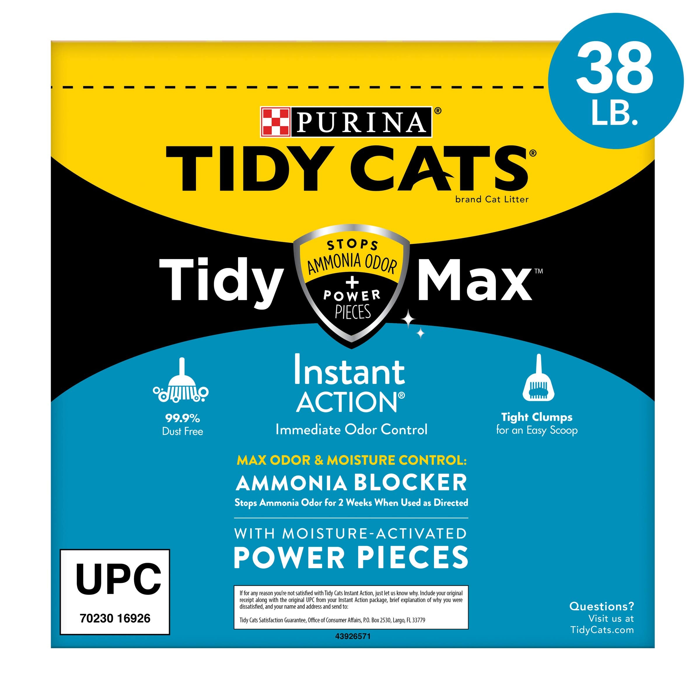 Purina Tidy Cats Clumping Cat Litter, Tidy Max Instant Action Multi Cat Litter - 38 Lb. Box